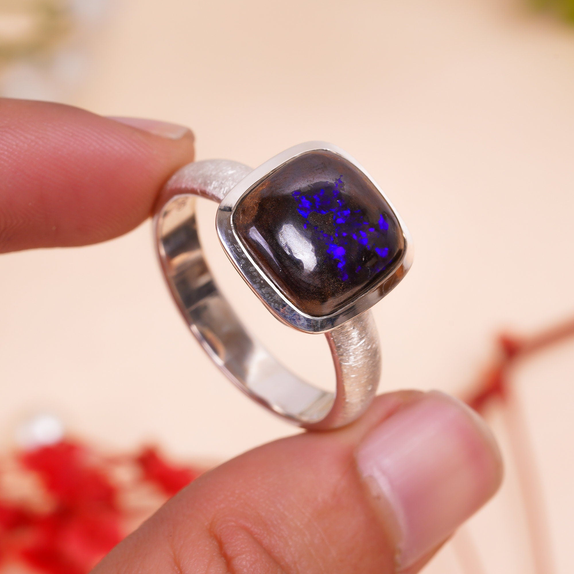 natural boulder opal cushion shape ethnic handmade mens ring 925 sterling silver ring 12 75 us 9 4 gms y 7779