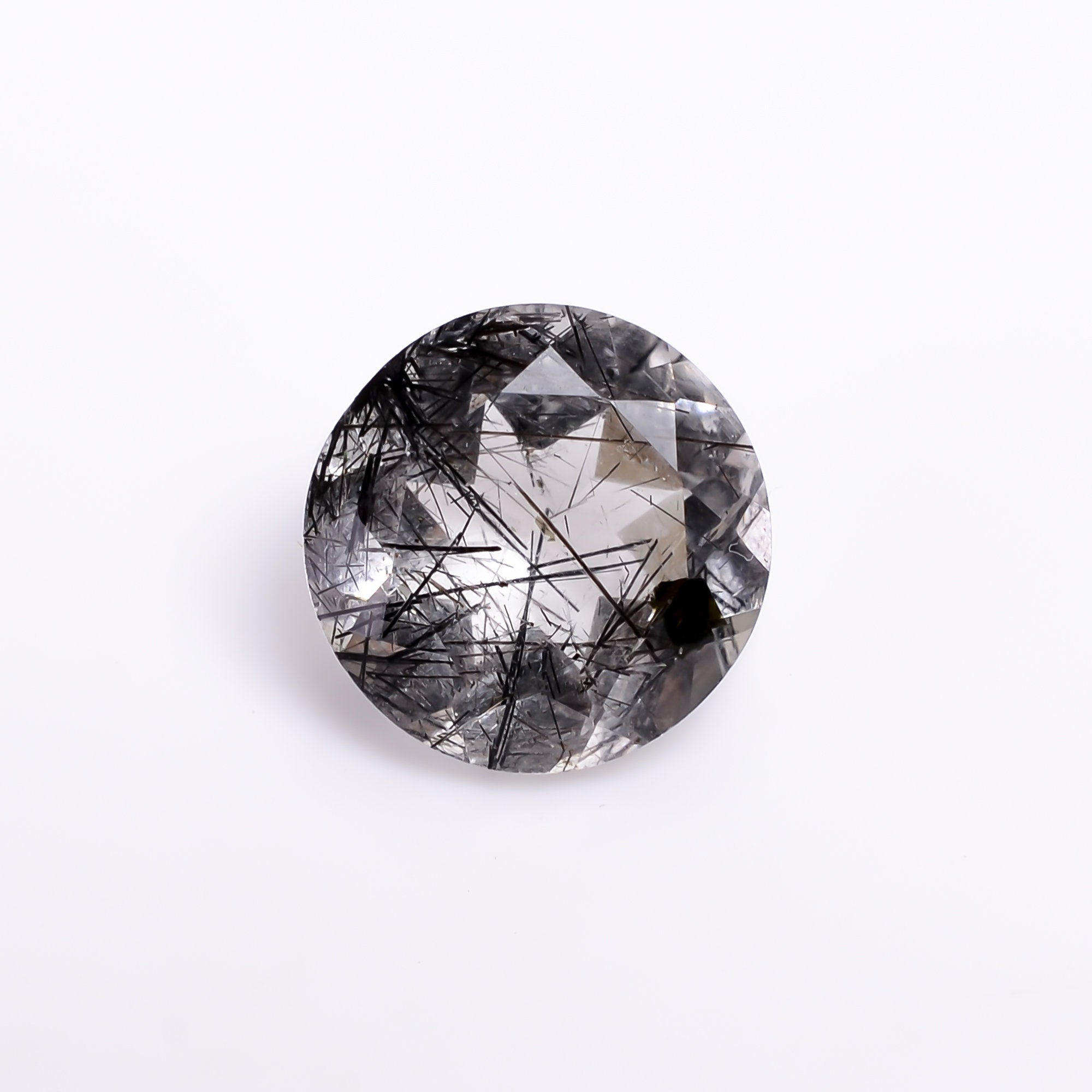 black rutile natural quartz round shape cut stone loose gemstone