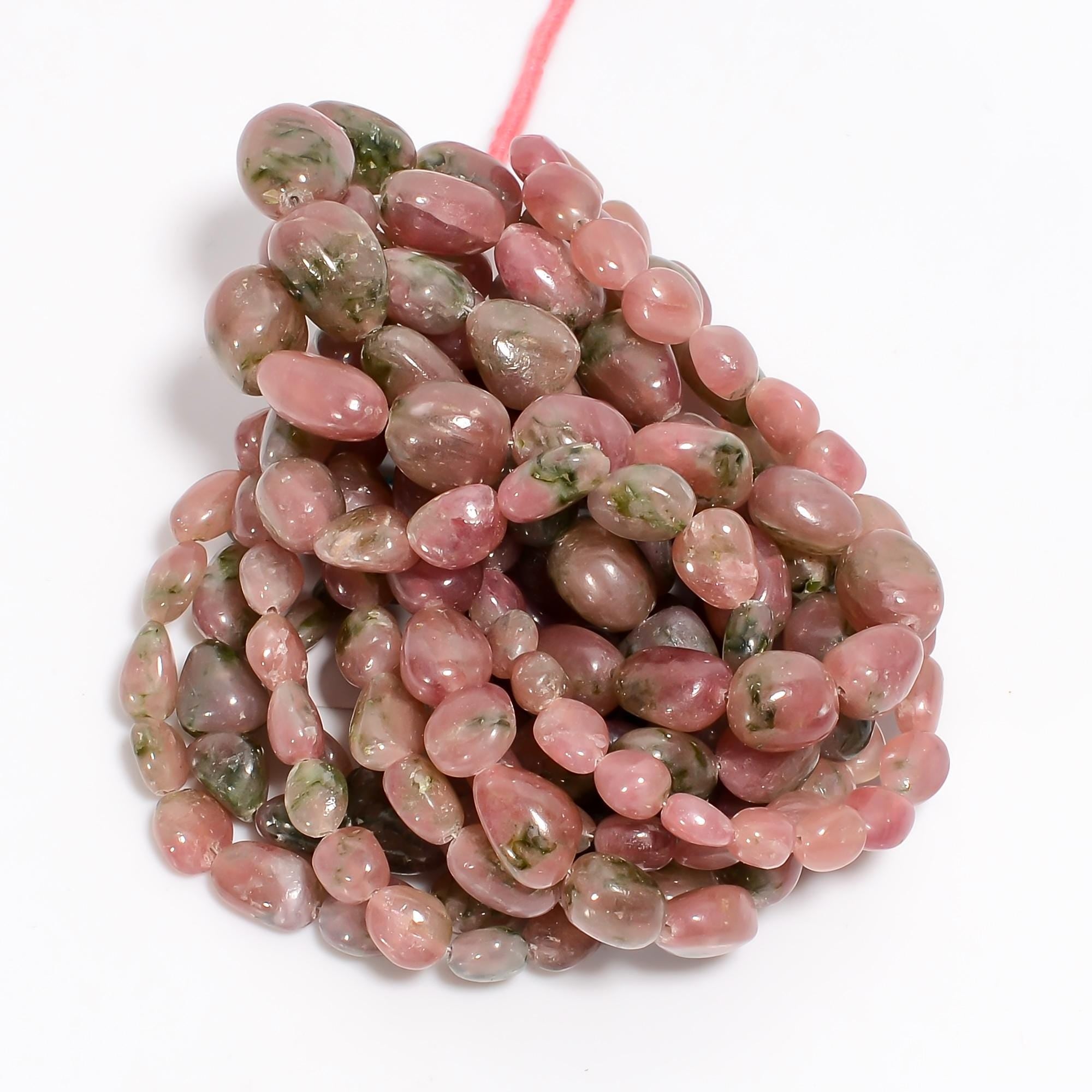 bio tourmaline natural gemstone tumbled shape smooth 5 lines strand 16 beads 7x6 18x13 mm 1176 5 ct yn 508