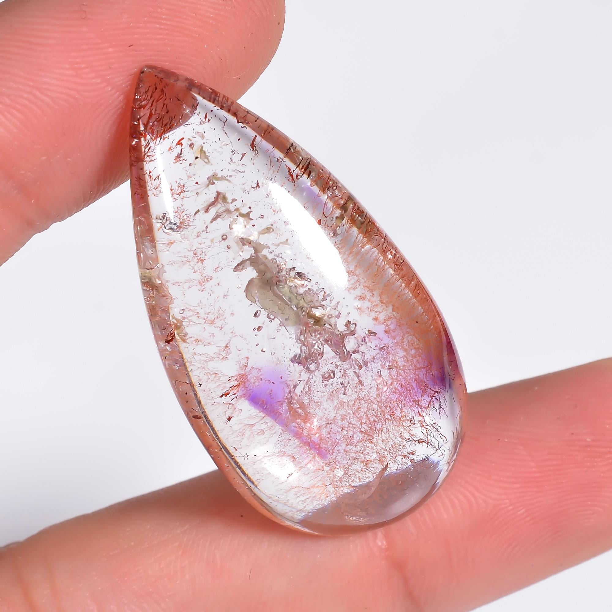 elestial quartz natural pear shape cabochon loose gemstone