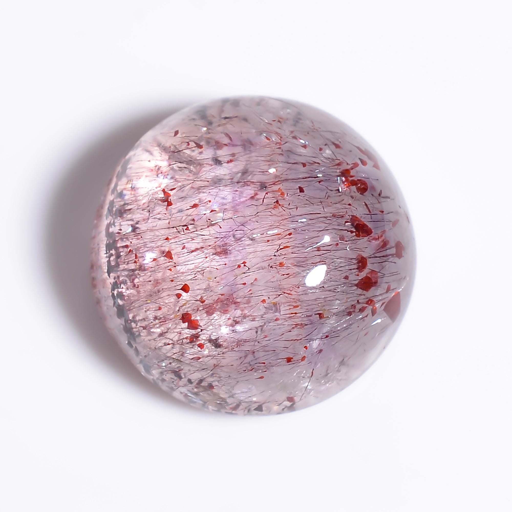 elestial quartz natural round shape cabochon loose gemstone