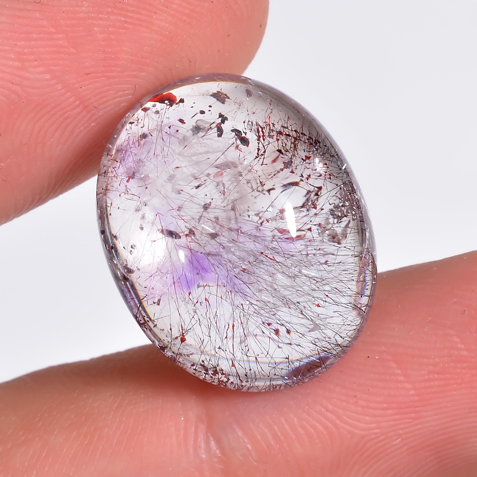 elestial quartz natural oval shape cabochon loose gemstone