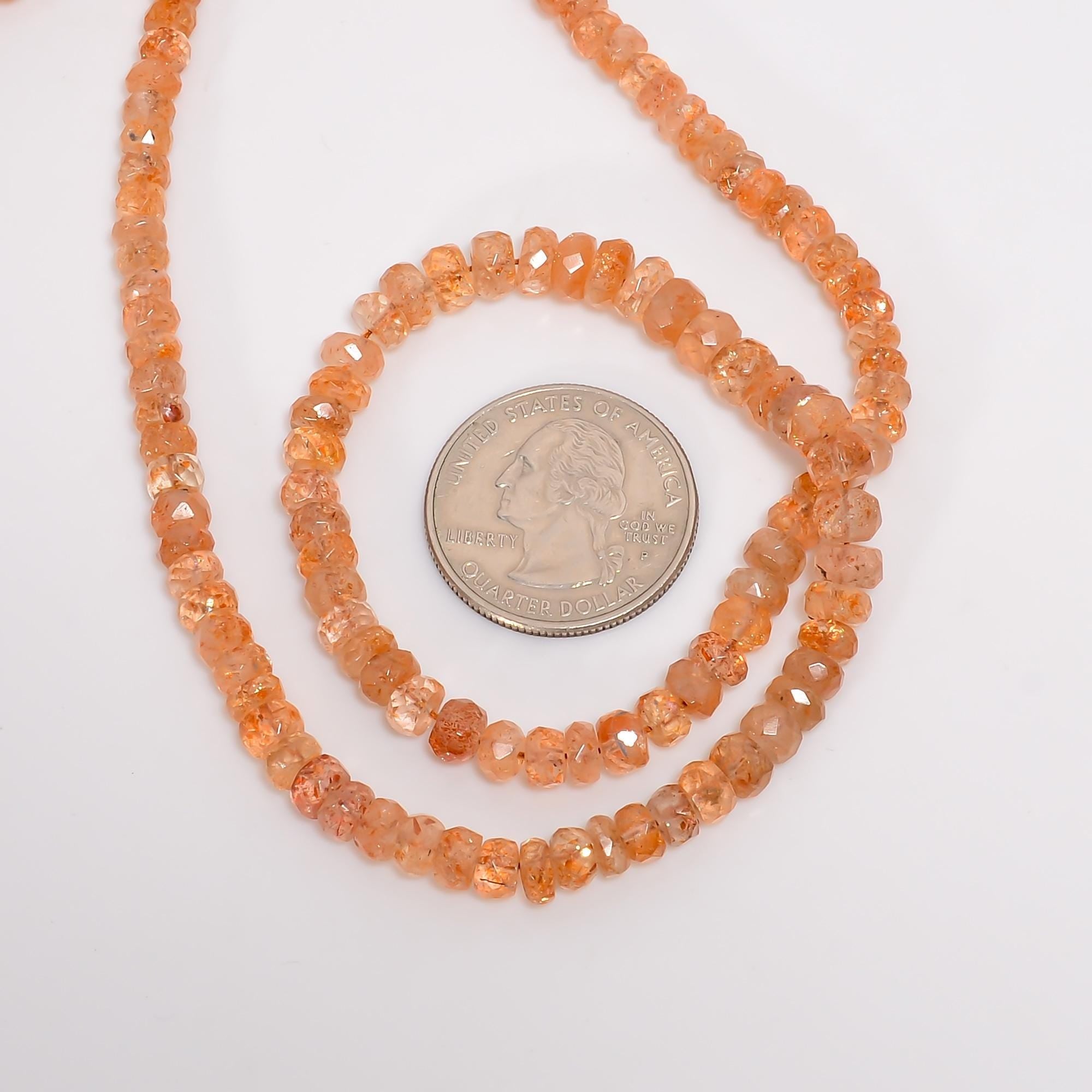 sunstone natural gemstone rondelle shape faceted 