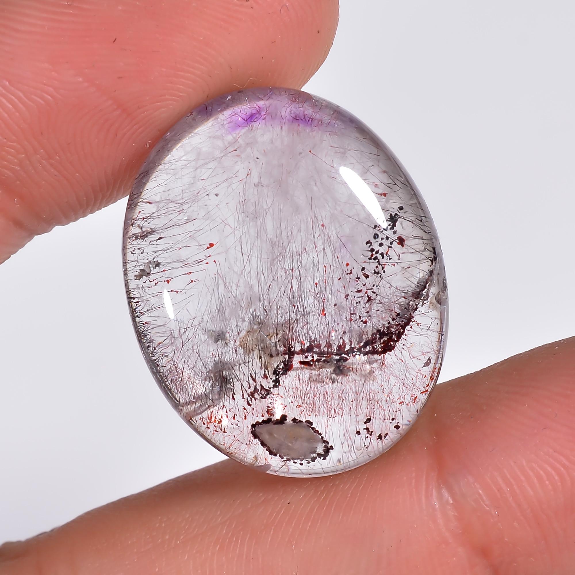 elestial quartz natural oval shape cabochon loose gemstone