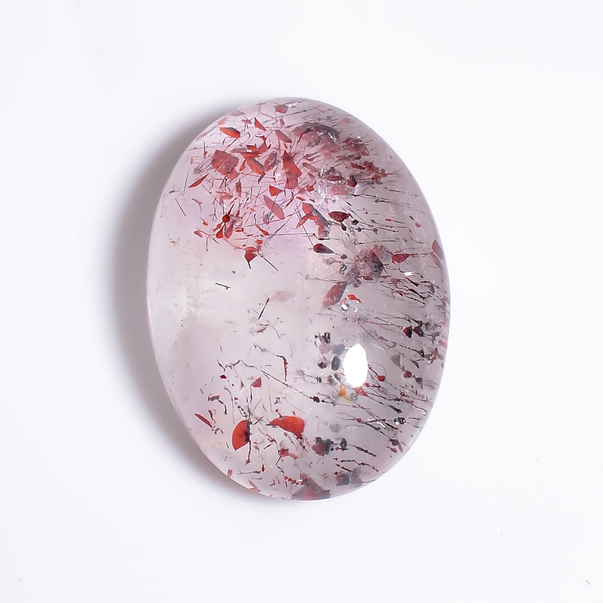 elestial quartz natural oval shape cabochon loose gemstone