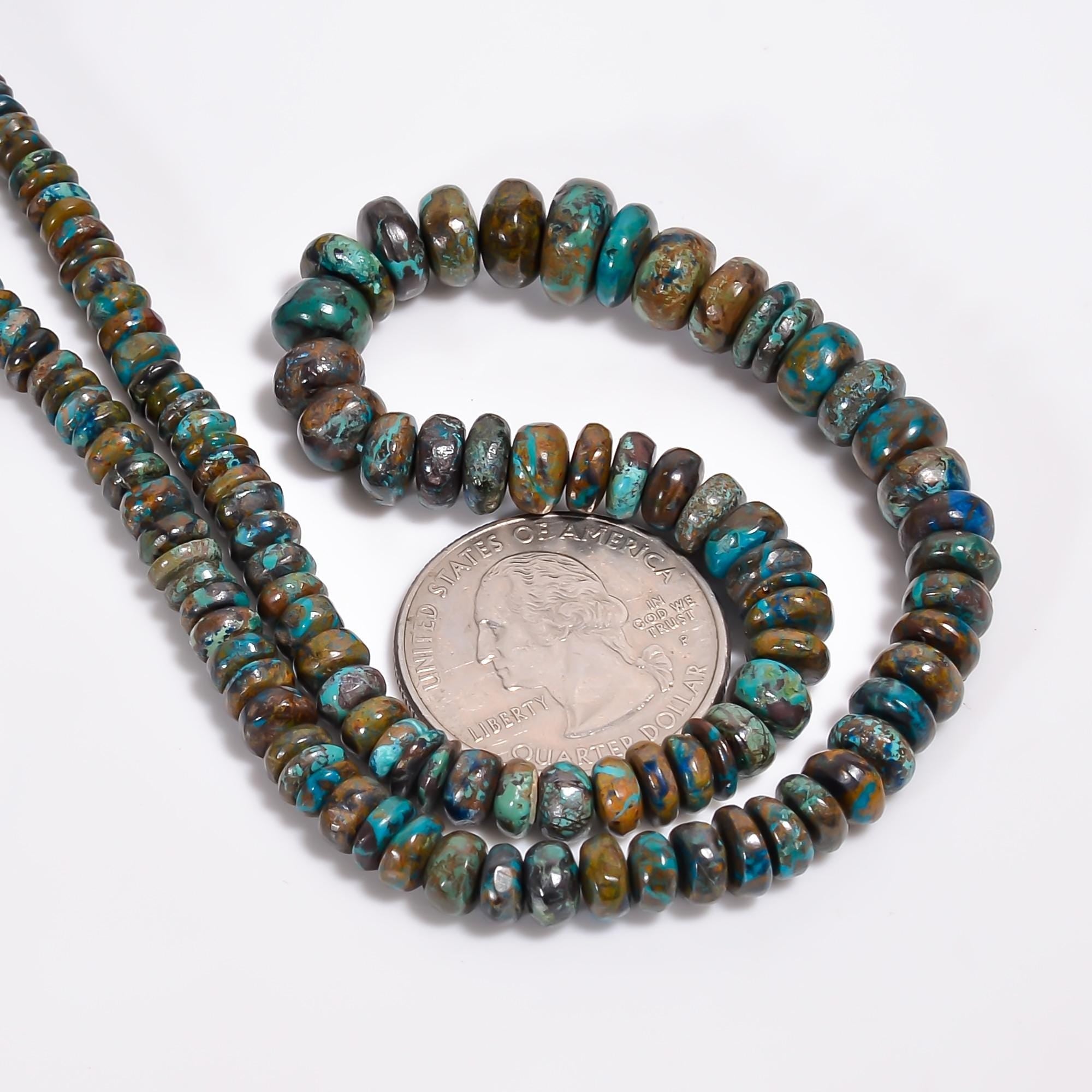 chrysocolla natural gemstone rondelle shape smooth 