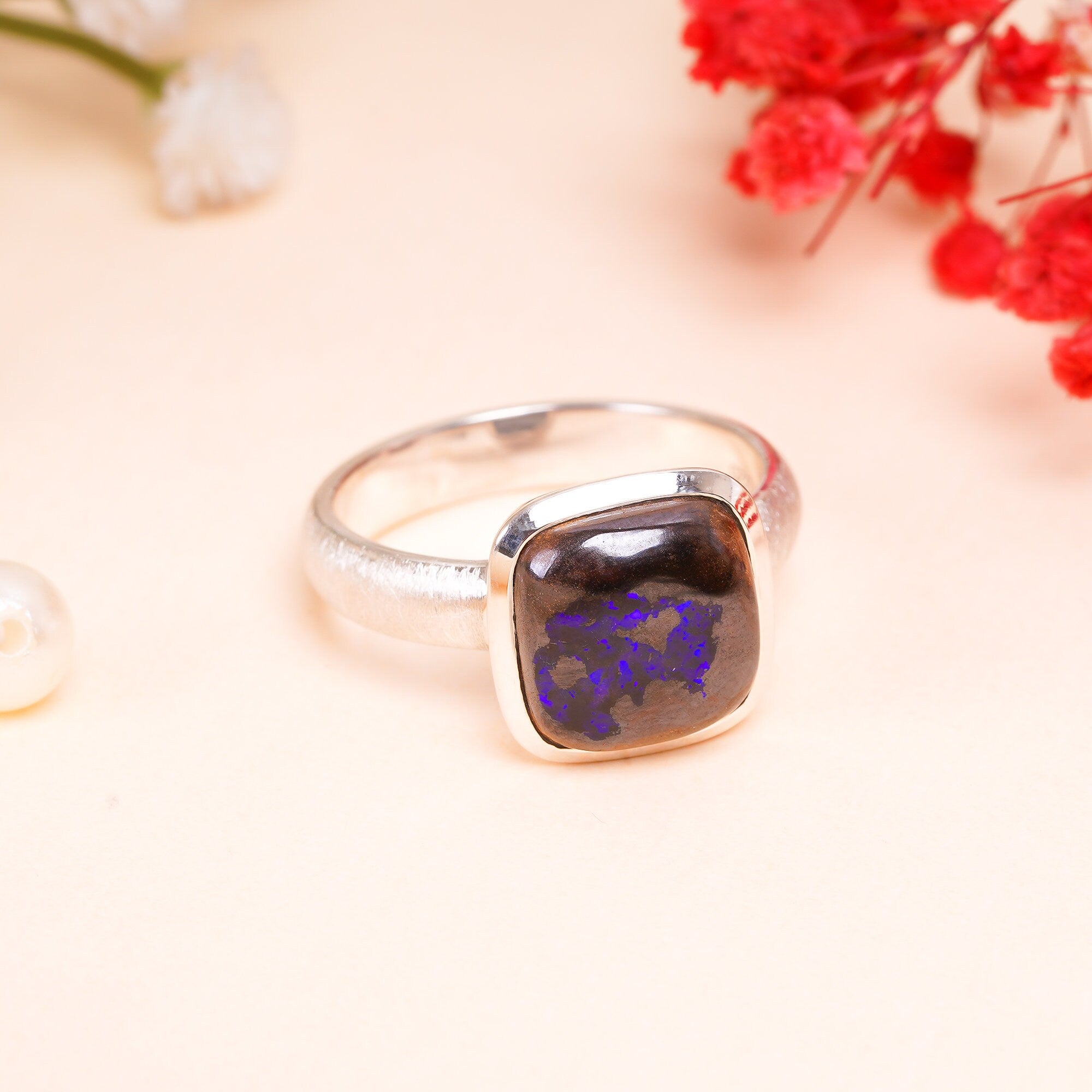 natural boulder opal cushion shape ethnic handmade mens ring 925 sterling silver ring 12 75 us 9 4 gms y 7779