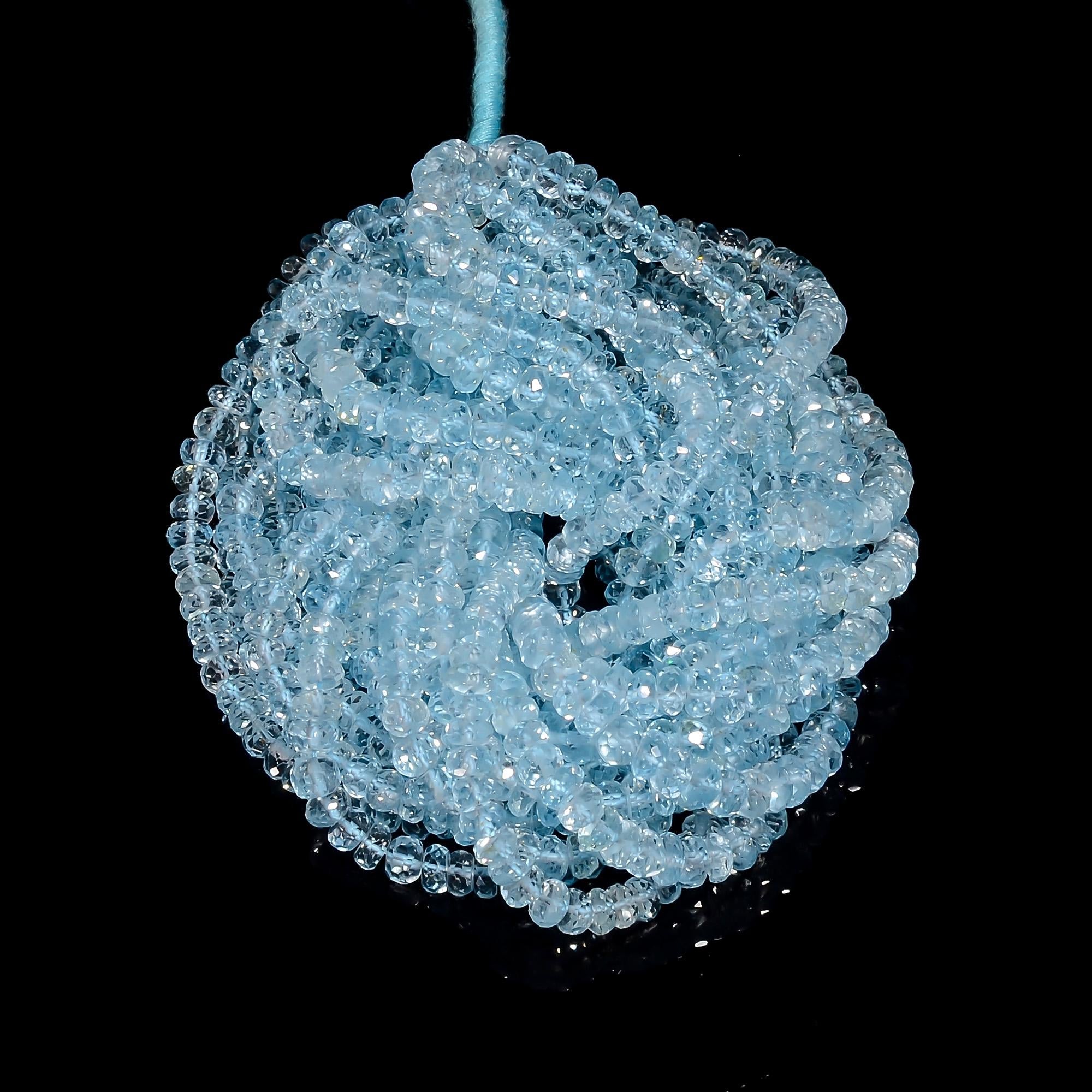 blue topaz natural gemstone rondelle shape faceted 8 lines strand 16 beads 5x5x3 mm 983 5 ct yn 527