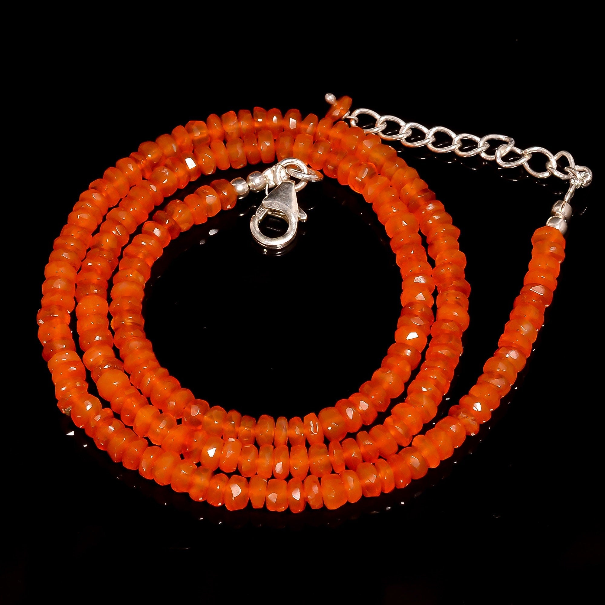 carnelian natural gemstone rondelle shape faceted beads necklace