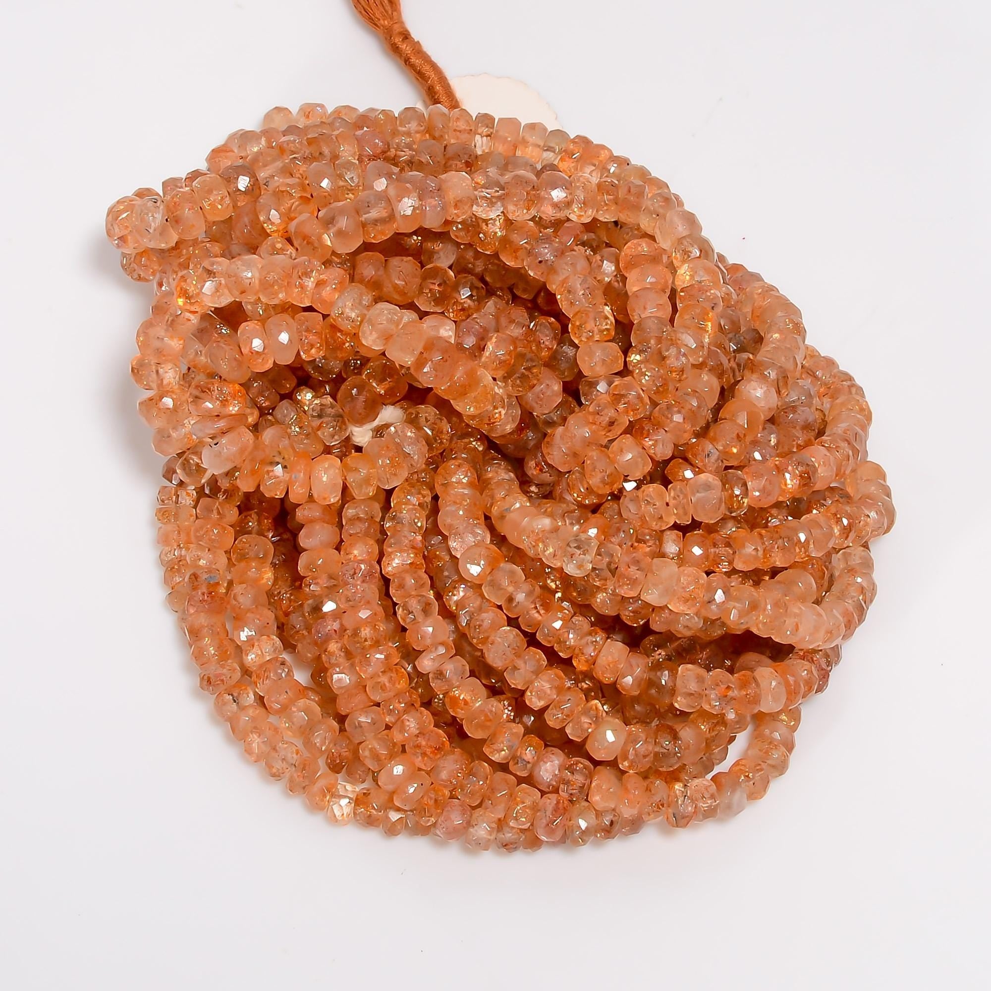 sunstone natural gemstone rondelle shape faceted 