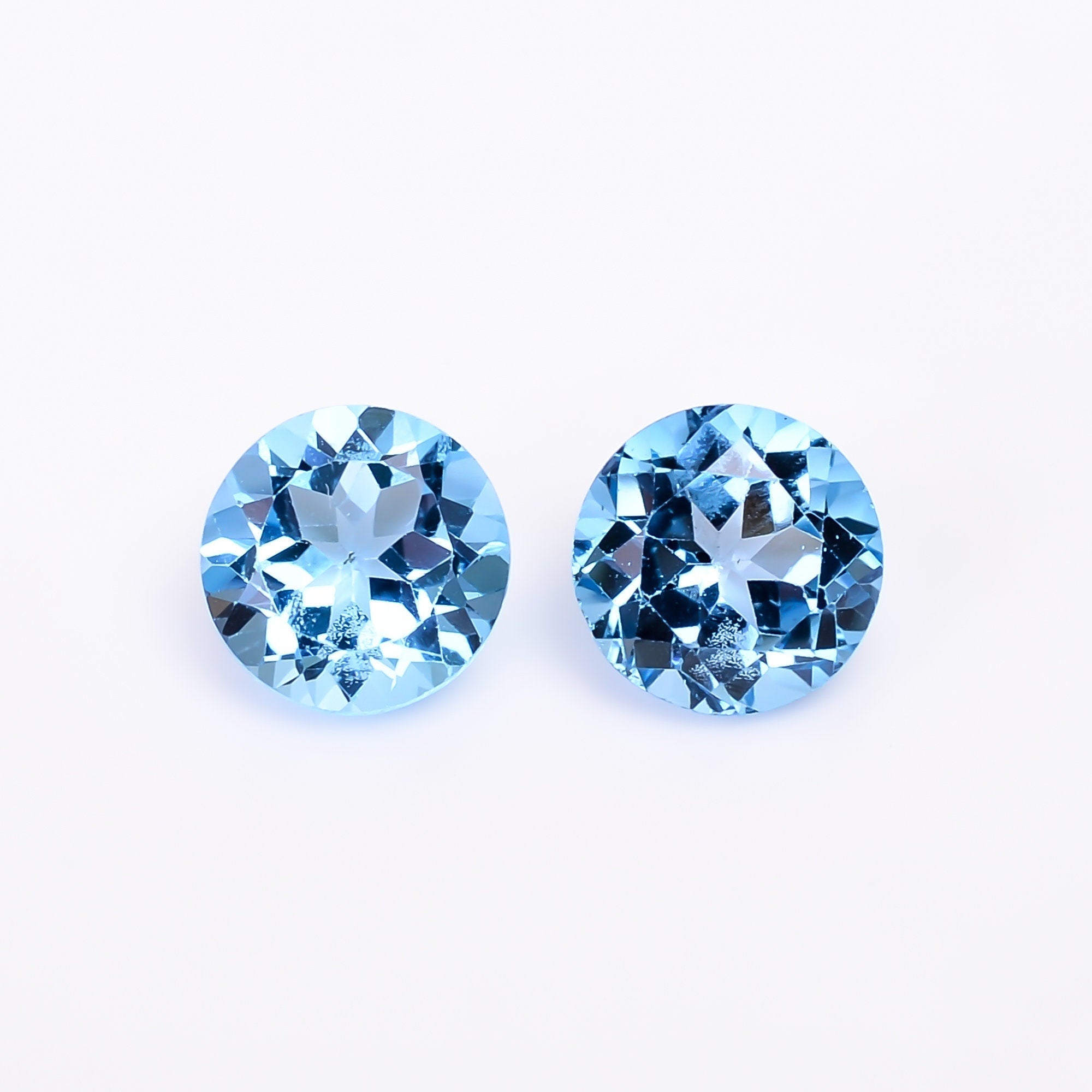 swiss blue topaz round shape cut stone natural loose gemstone pair