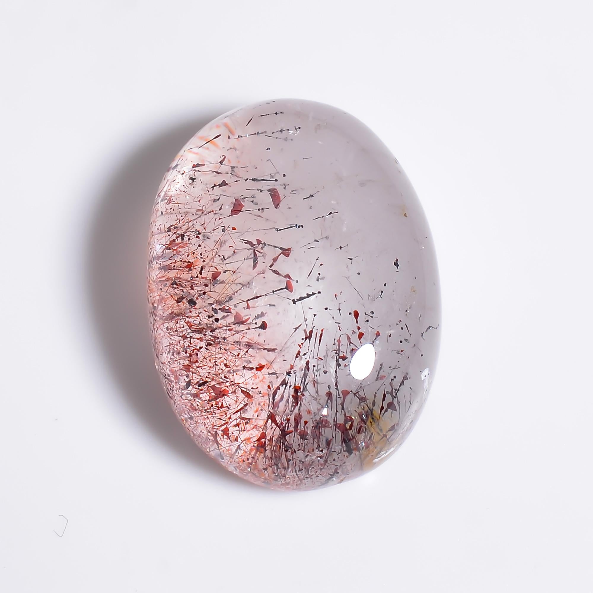 elestial quartz natural oval shape cabochon loose gemstone
