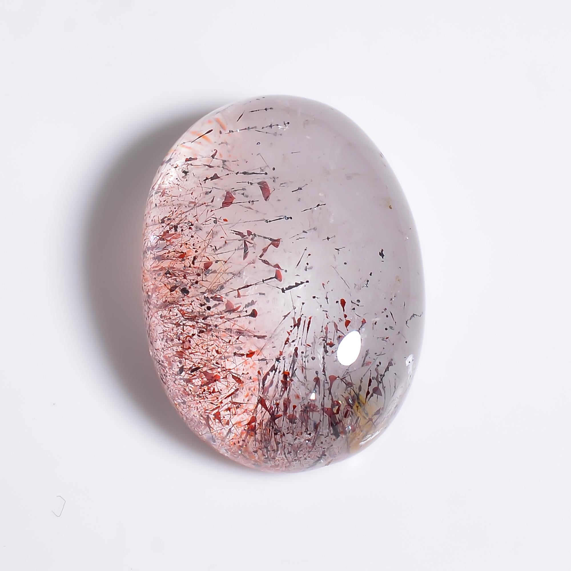 elestial quartz natural oval shape cabochon loose gemstone