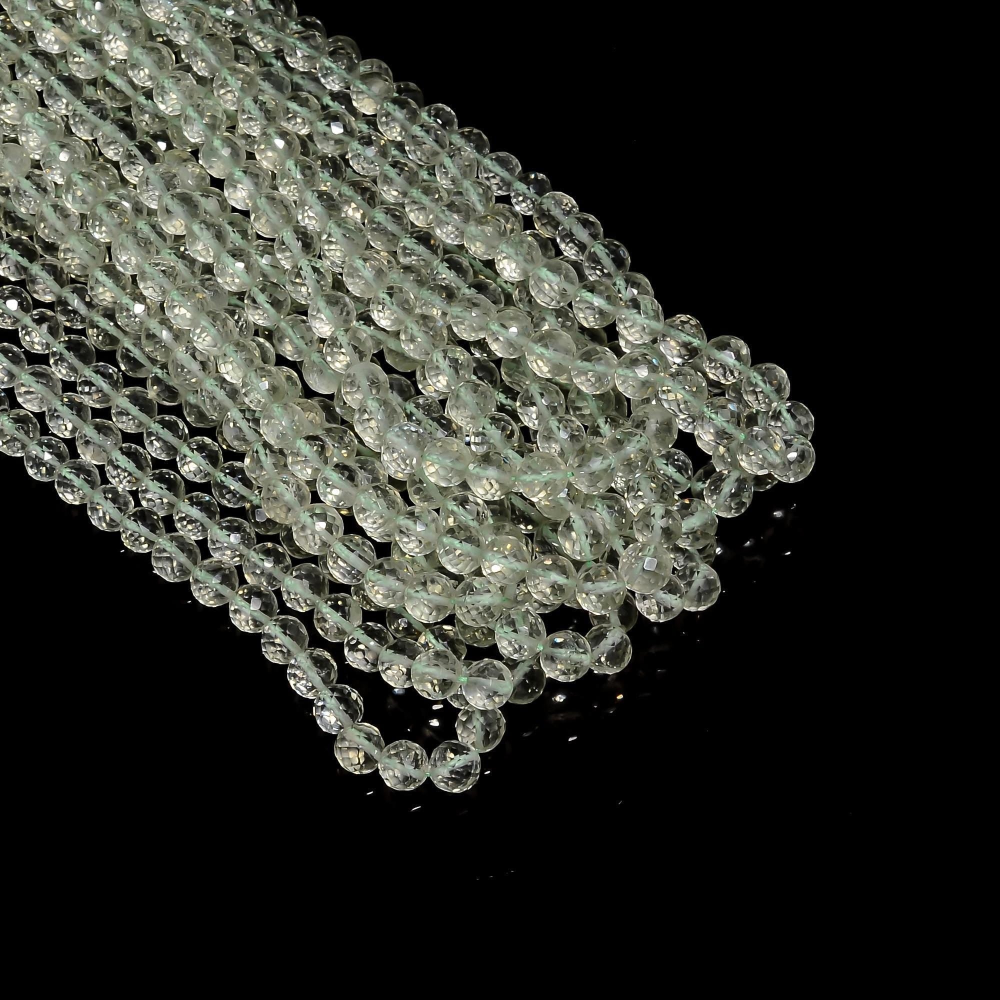 green amethyst natural gemstone round shape faceted 