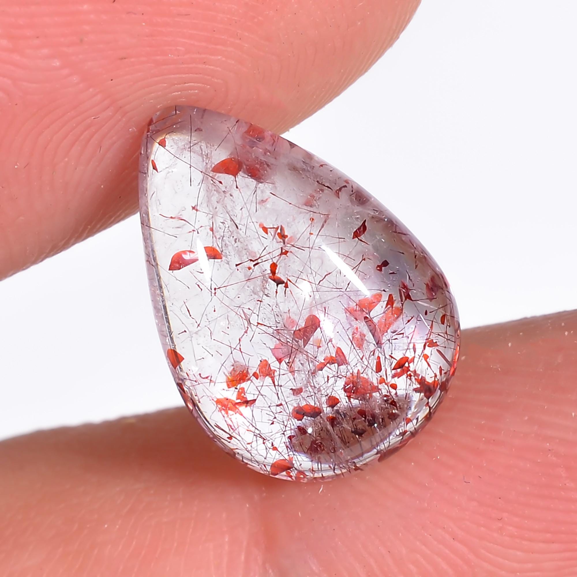 elestial quartz pear shape cabochon loose gemstone