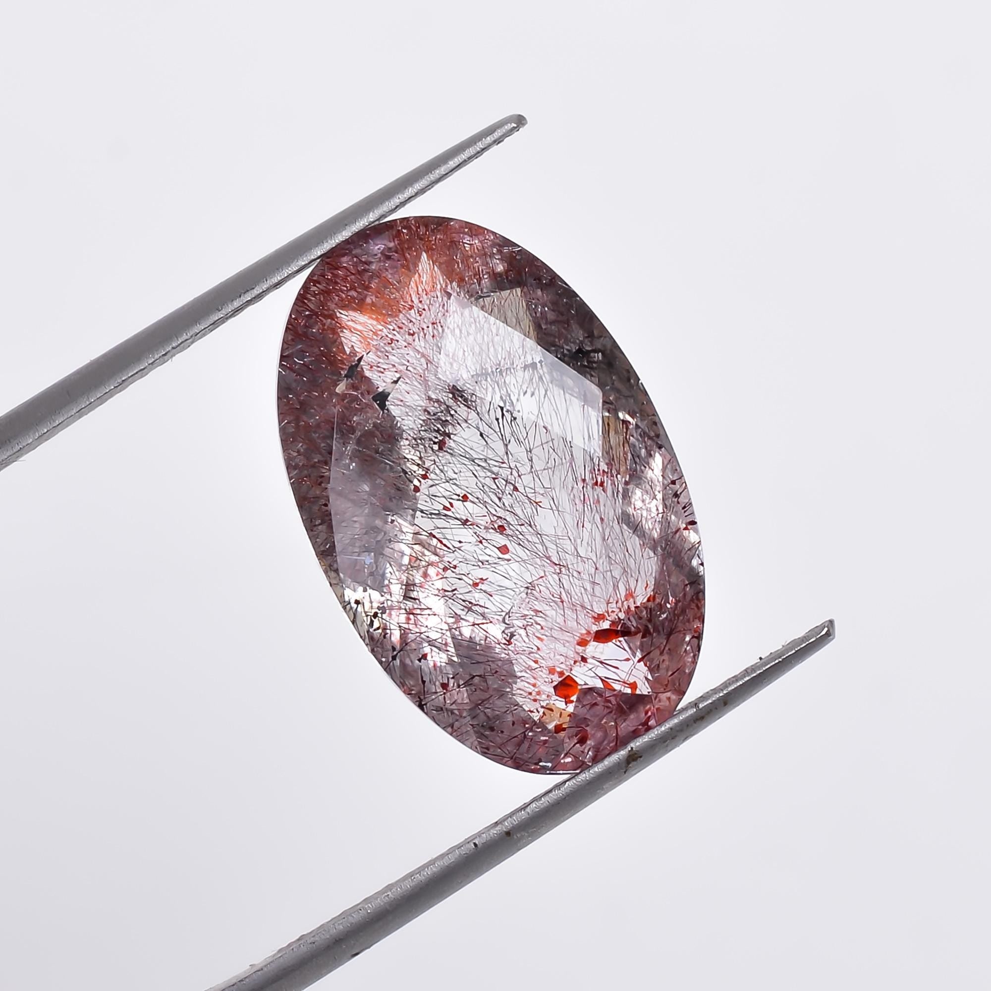 natural elestial quartz oval shape faceted loose gemstone