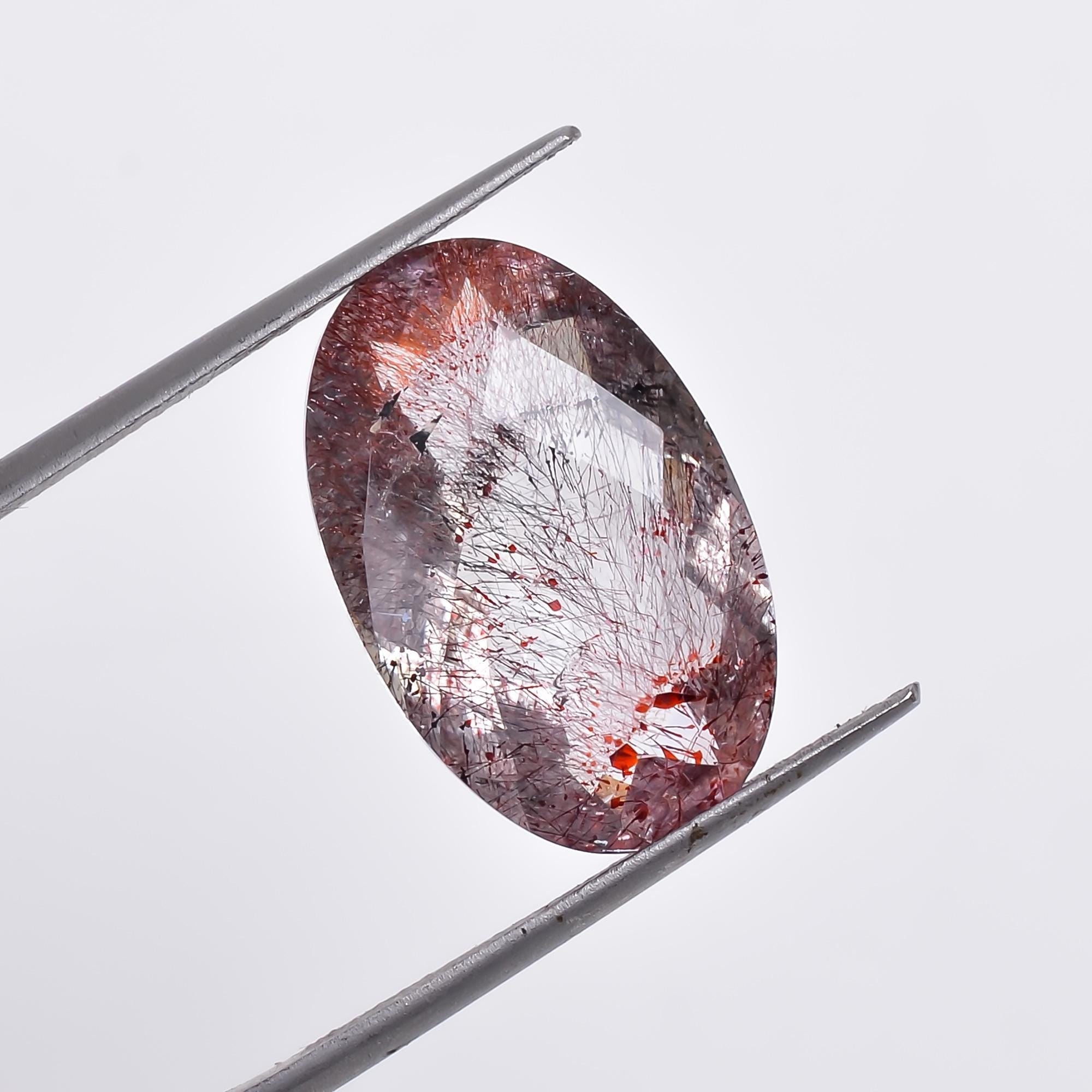 natural elestial quartz oval shape faceted loose gemstone