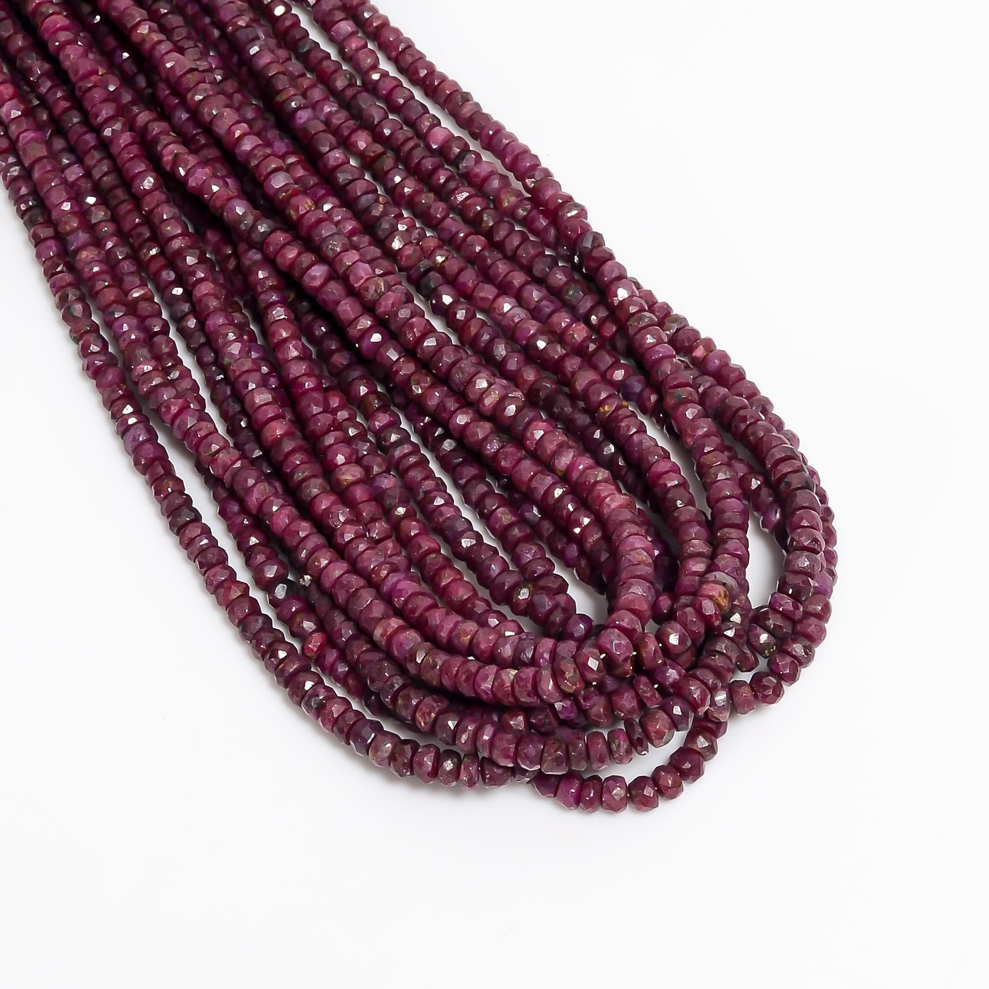 pink ruby natural gemstone rondelle shape faceted 