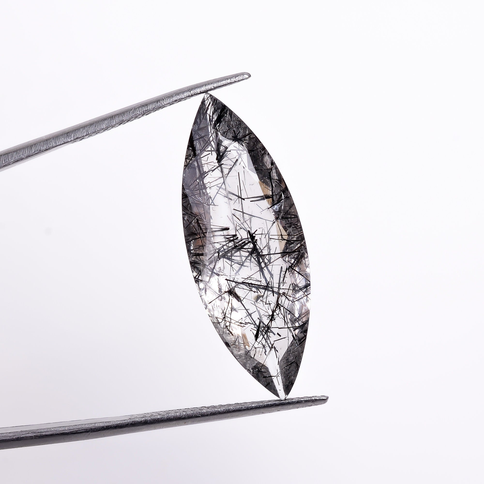 black rutile natural quartz marquise shape cut stone loose gemstone