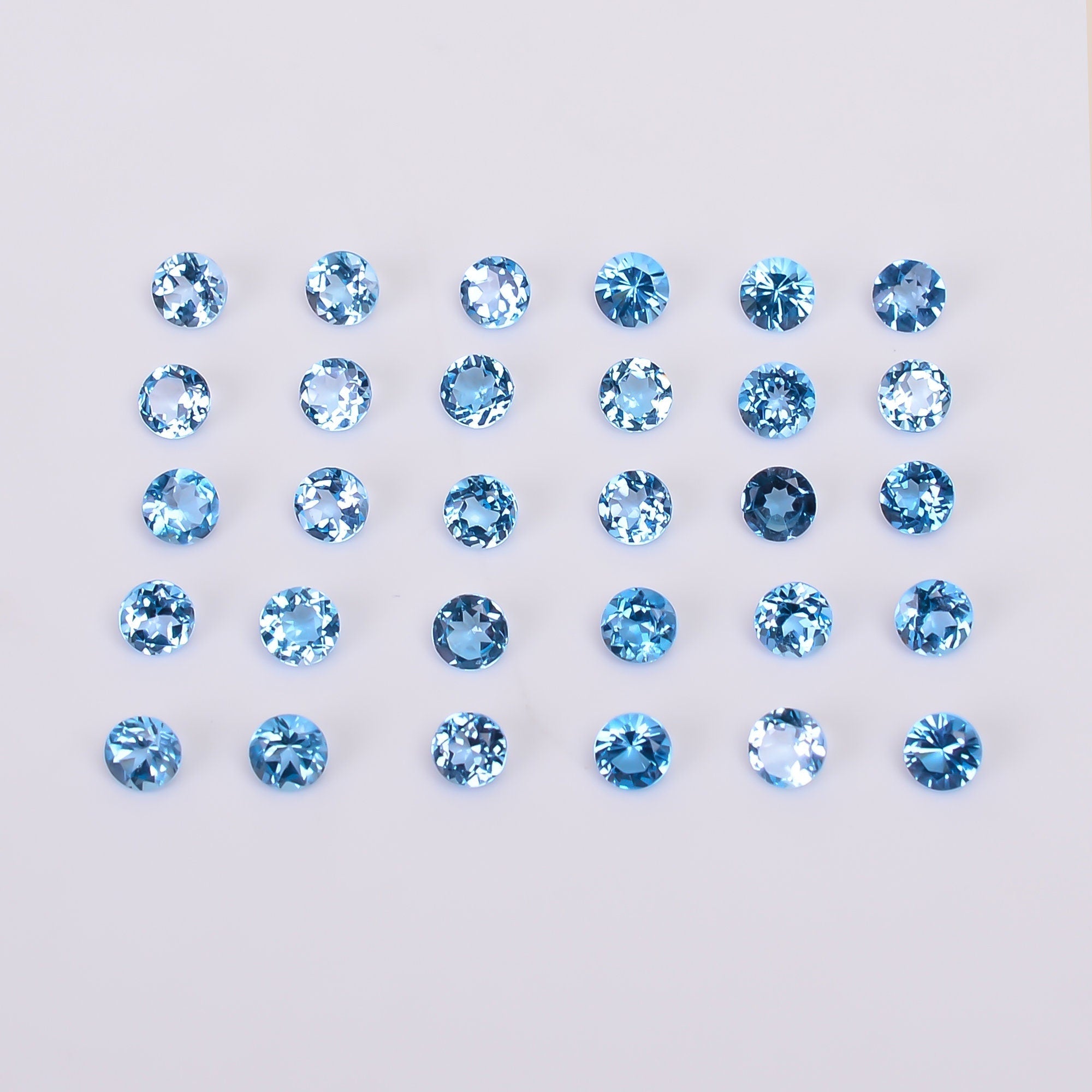 natural blue topaz round shape cut stone loose gemstone lot