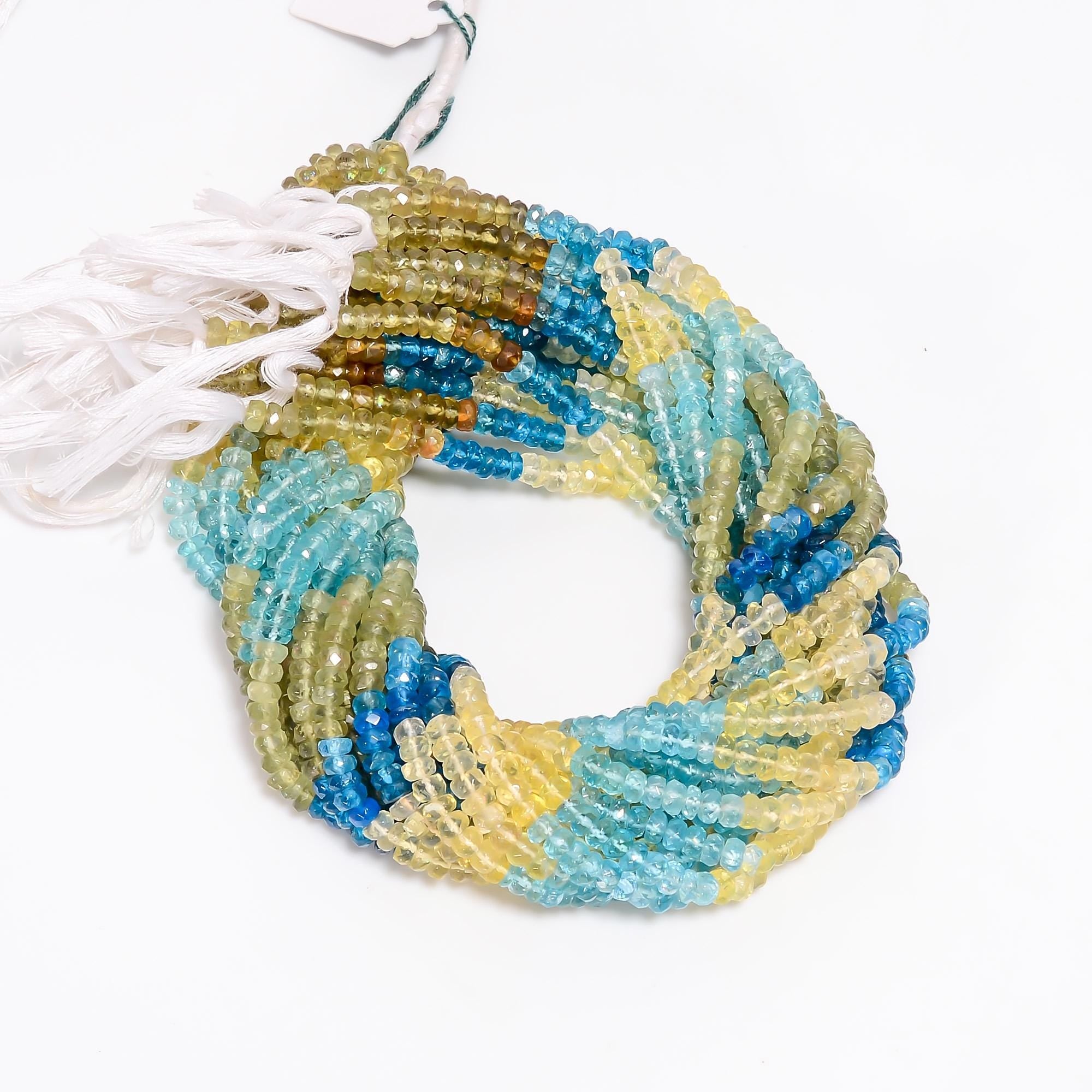 multi apatite natural gemstone rondelle shape faceted 