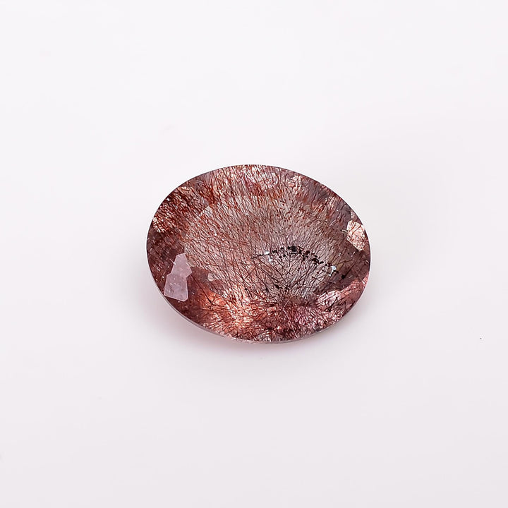 elestial quartz with cacoxenite oval shape cut stone loose gemstone