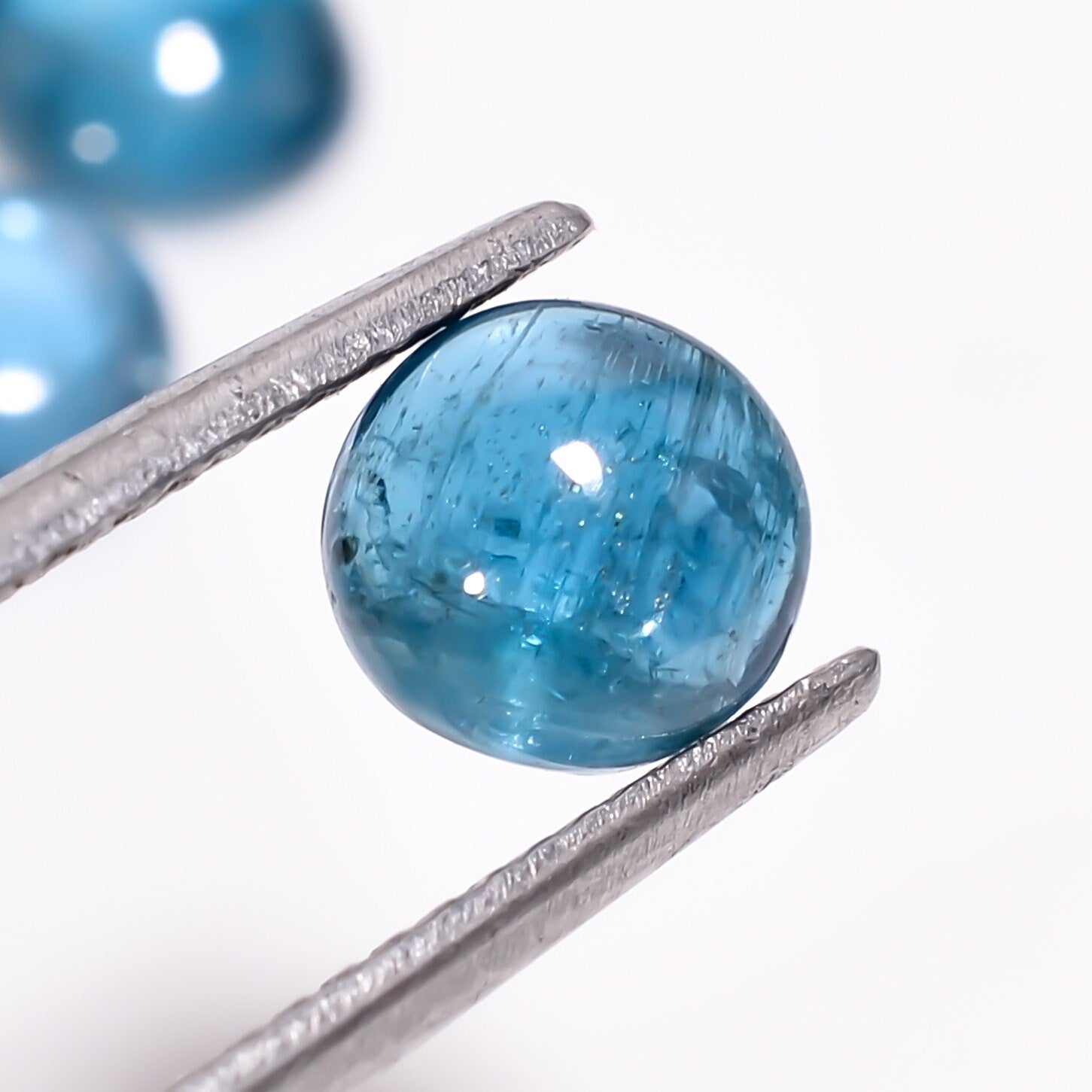 blue kyanite round shape cabochon loose gemstone 4 pcs lot