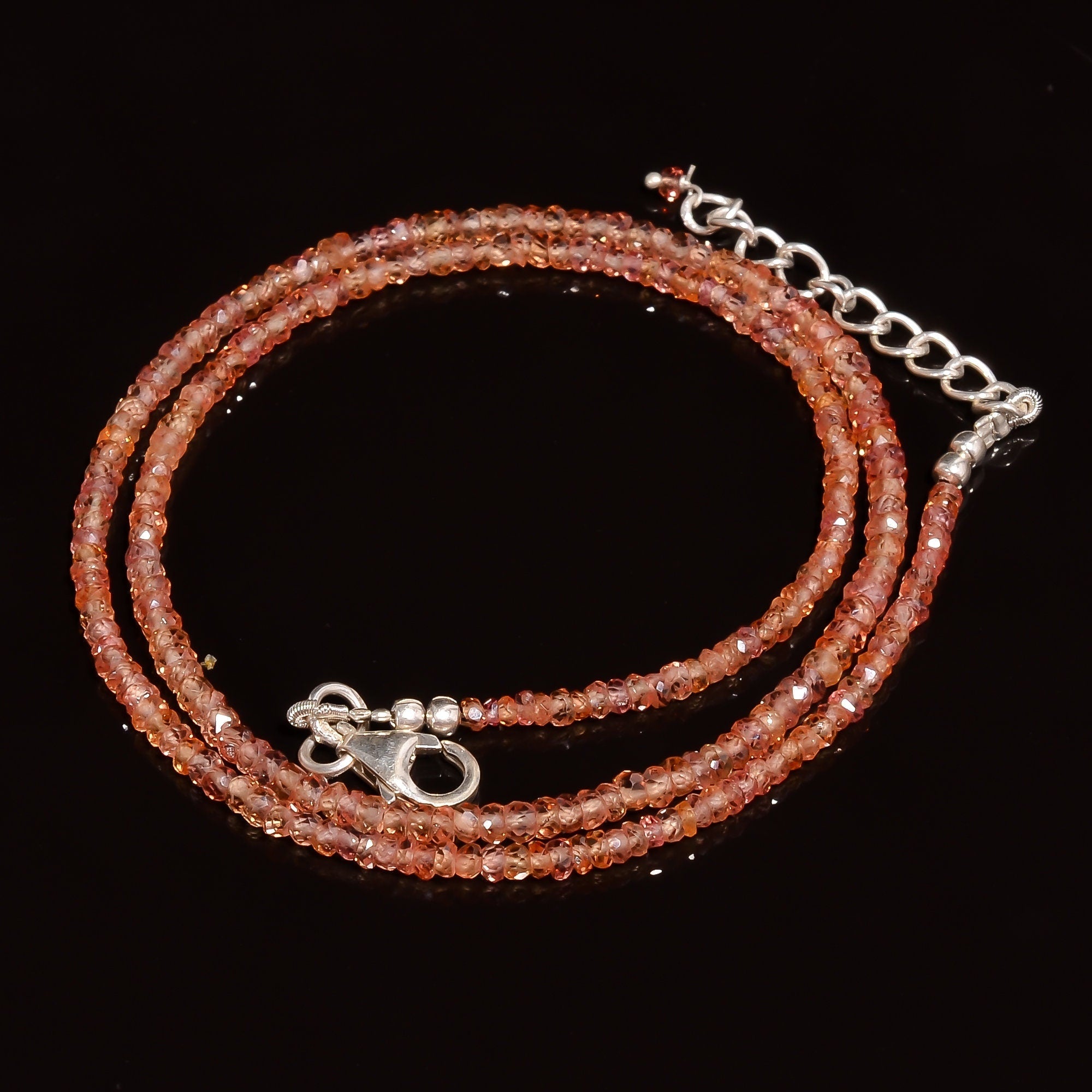 sapphire natural gemstone rondelle shape faceted beads necklace