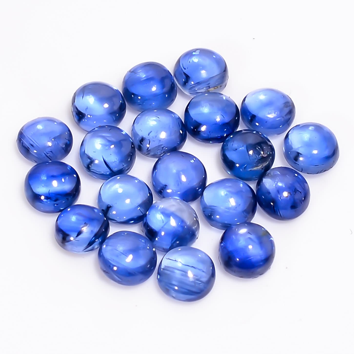 blue kyanite round shape cabochon loose gemstone 20 pcs lot