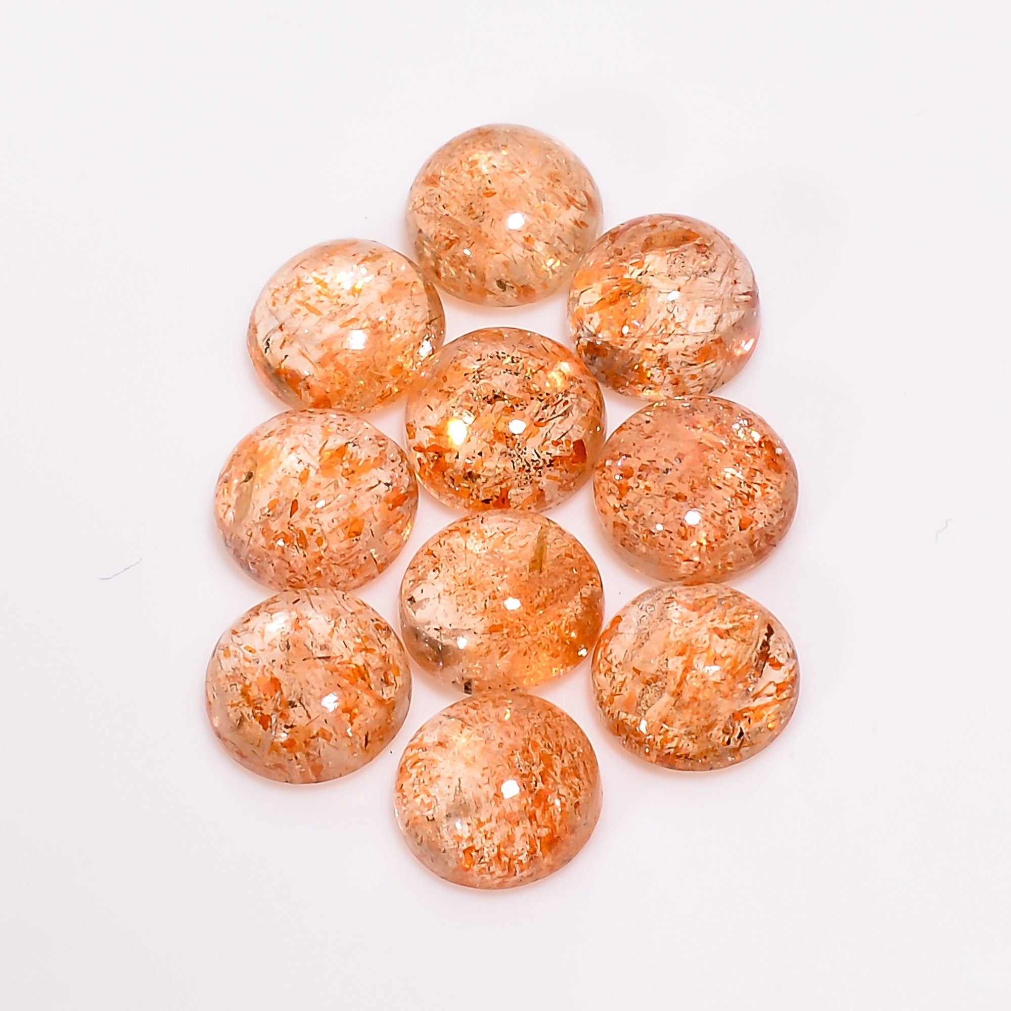 sunstone round shape cabochon natural loose gemstone 10 pcs lot
