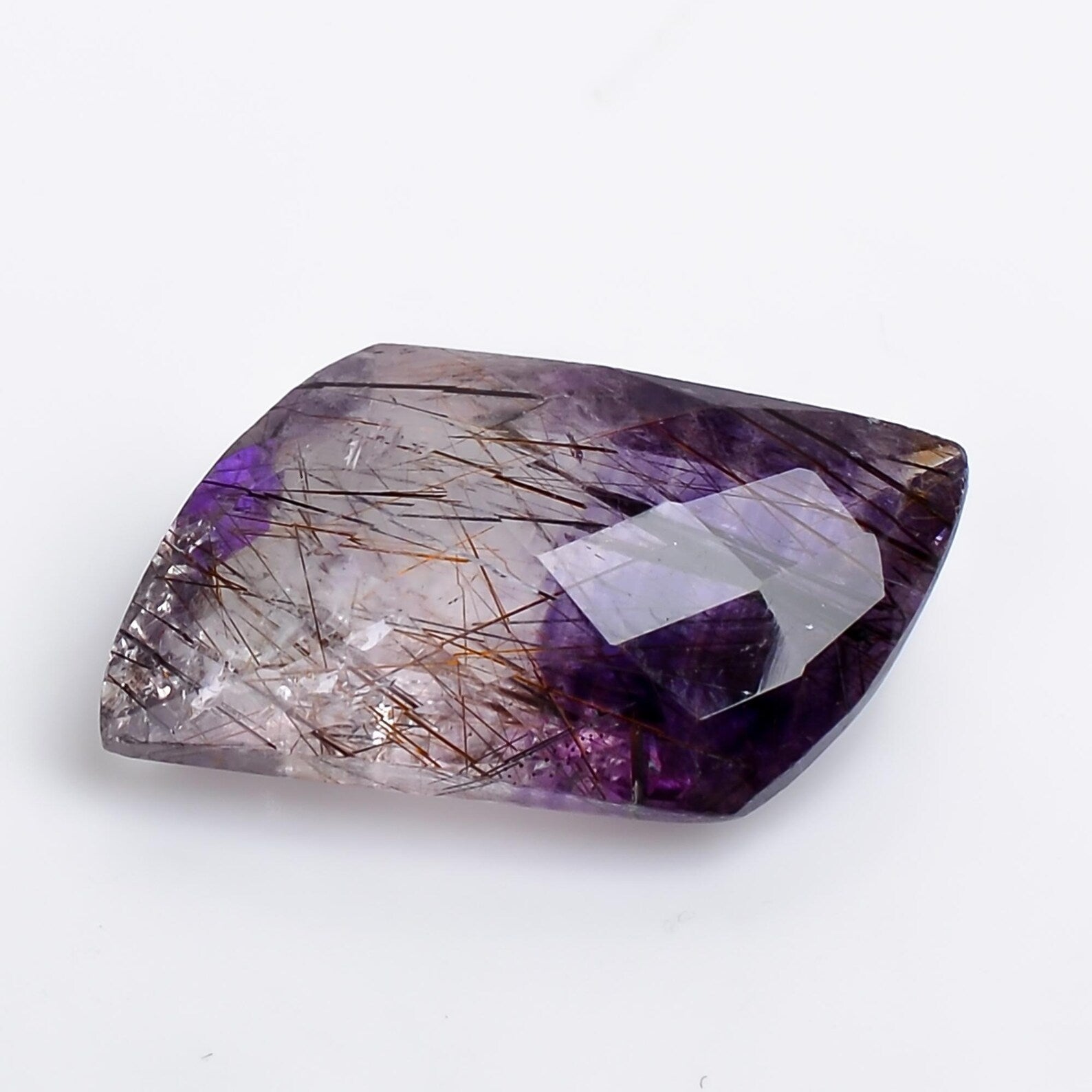 amethyst with cacoxenite natural quartz fancy shape faceted loose gemstone