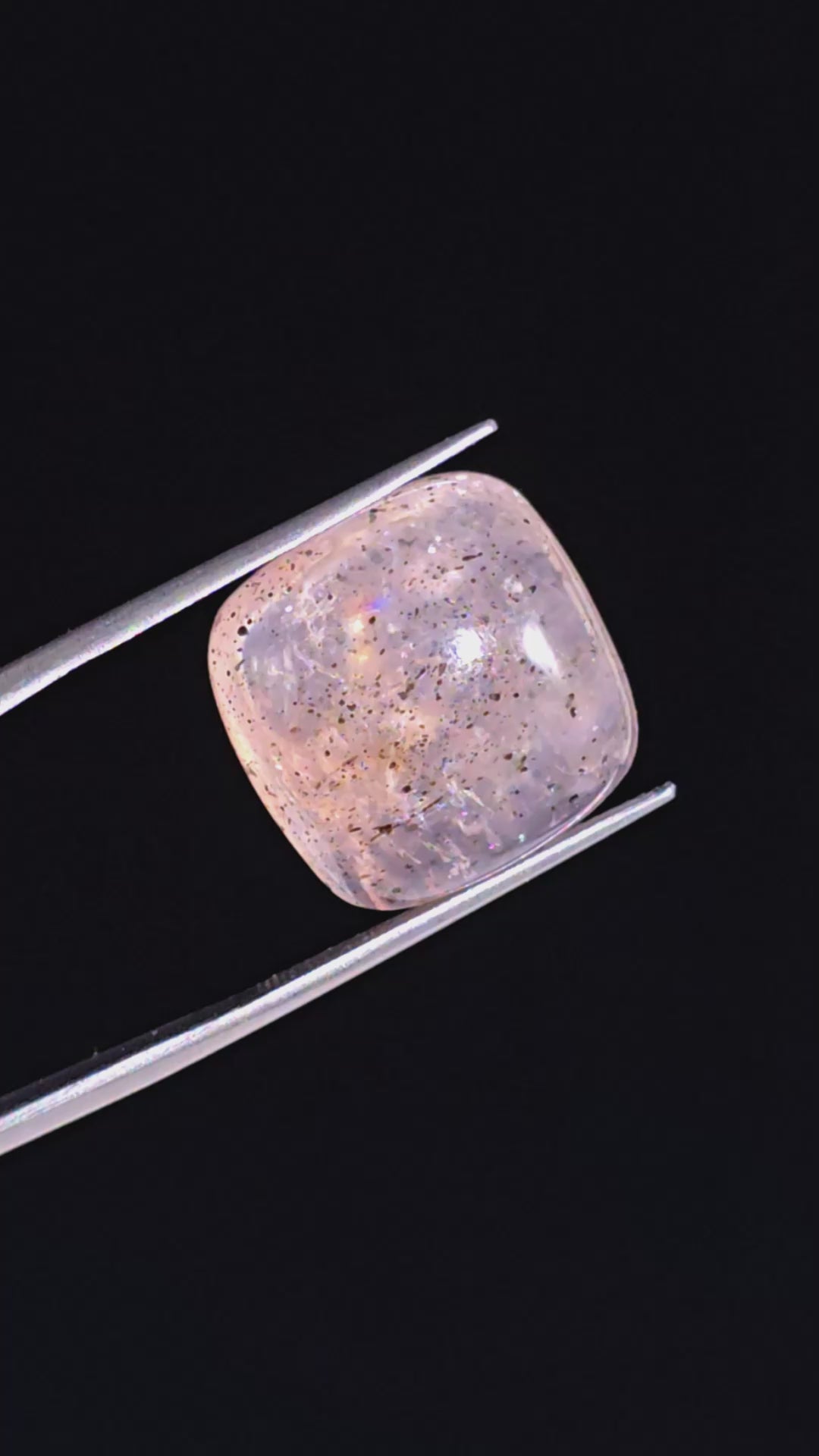 Natural Rose Quartz With Hematite Cushion Shape Cabochon For Making Jewellary 25.5 Ct. 17X17X9 mm Y-9841