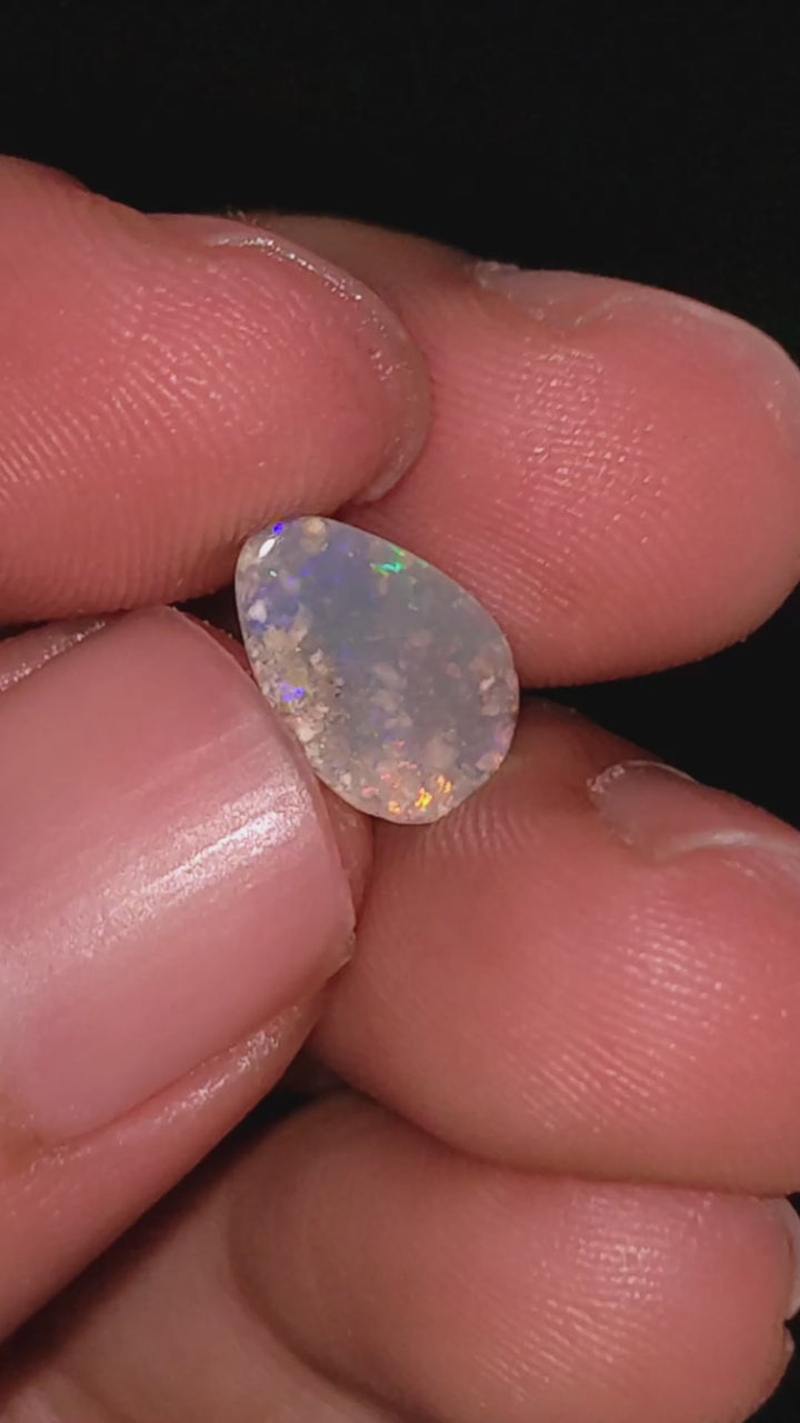 Natural Australian Opal Pear Shape Cabochon Loose Gemstone For Making Jewelry 10X7X1 mm 0.5 Ct. OP-685