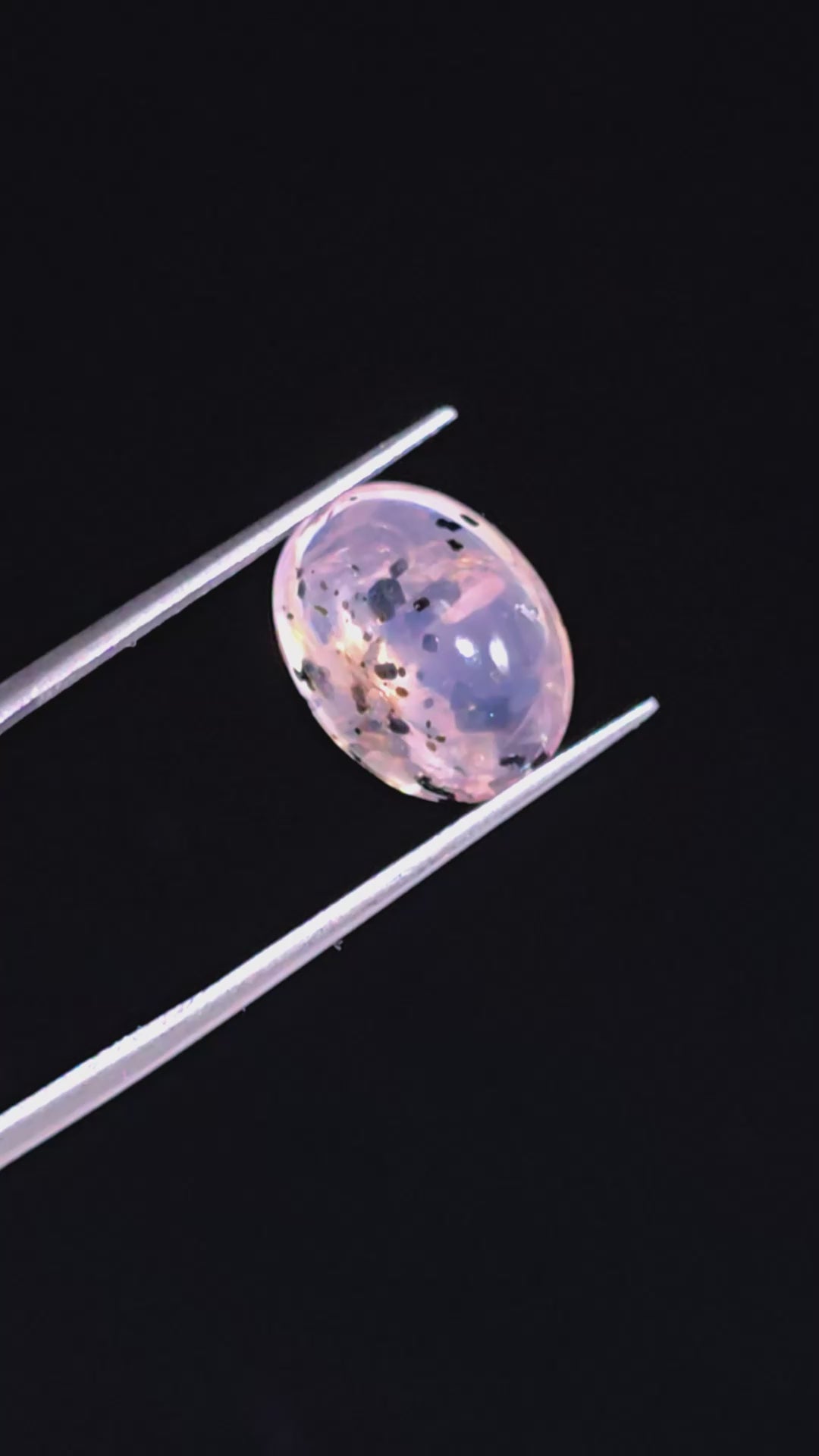 Rose Quartz With Hematite Oval Shape Cabochon For Making Jewelry 7 Ct. 14X10X6 mm Y-9851