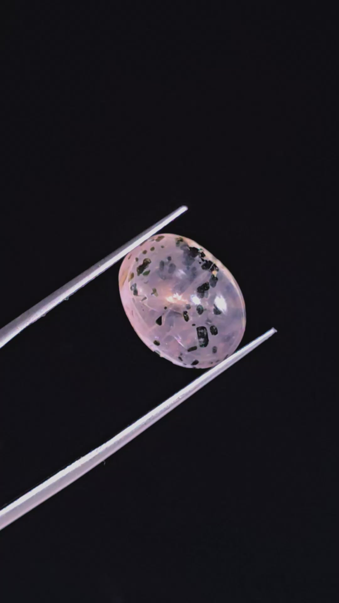 Rose Quartz With Hematite Oval Shape Cabochon For Making Jewelry 9.5 Ct. 15X12X6 mm Y-9853