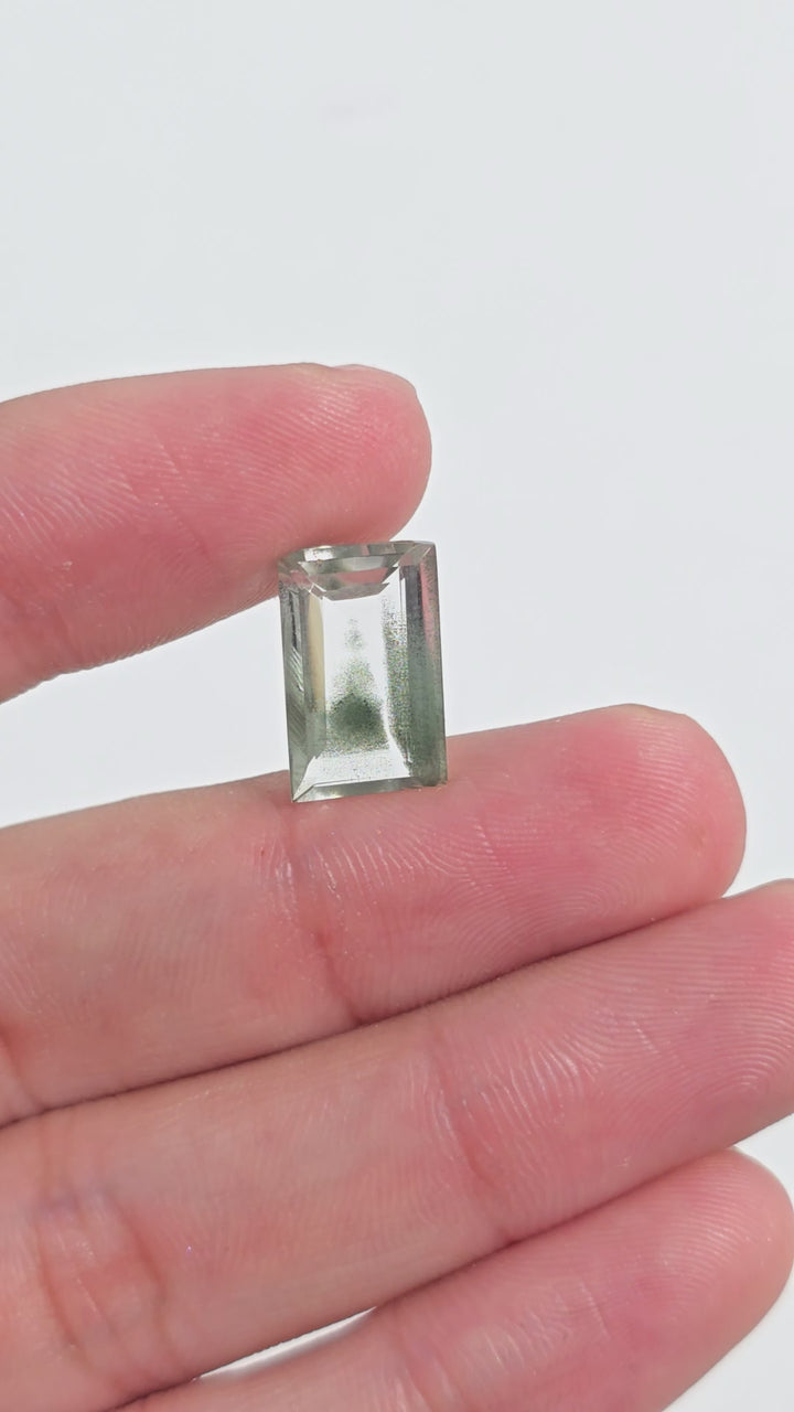 Green Phantom Quartz Rectangle Shape Cut Stone Loose Gemstone For Making Jewelry 4.5 Ct. 14X9X5 mm Y-9393