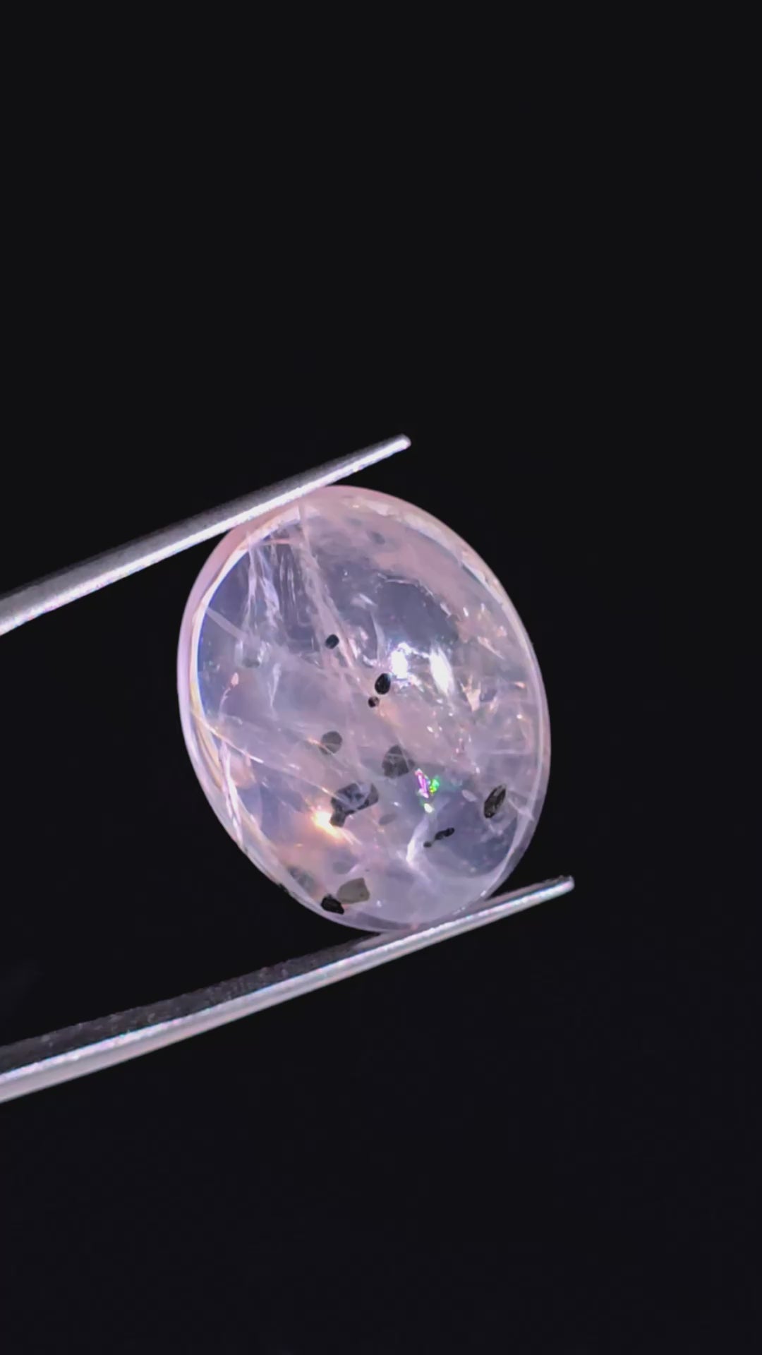 Rose Quartz With Hematite Oval Shape Cabochon For Making Jewelry 29.5 Ct. 24X18X9 mm Y-9842