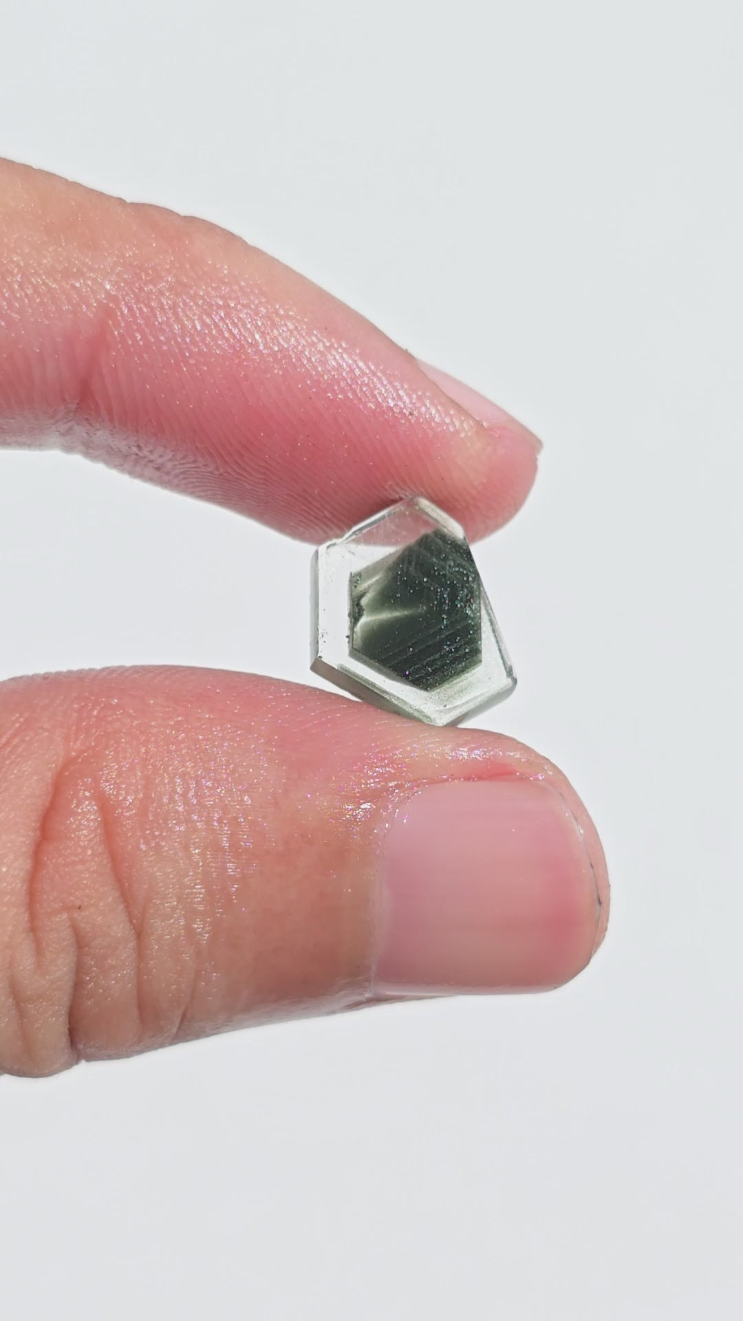 Green Phantom Quartz Fancy Shape Slice Loose Gemstone For Making Jewelry 3.5 Ct. 11X9X3 mm Y-9353