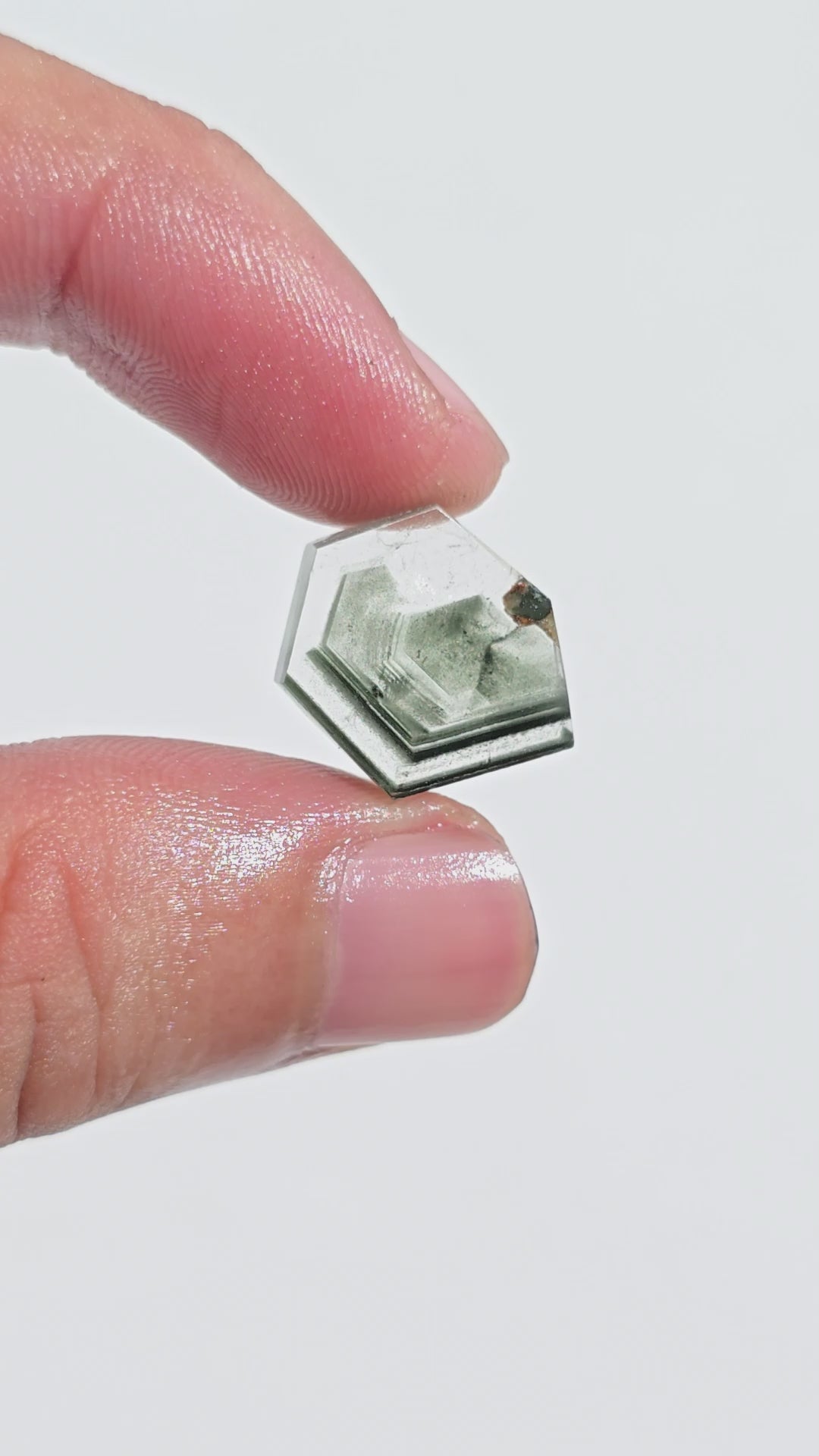 Green Phantom Quartz Fancy Shape Slice Loose Gemstone For Making Jewelry 8.5 Ct. 16X13X4 mm Y-9351