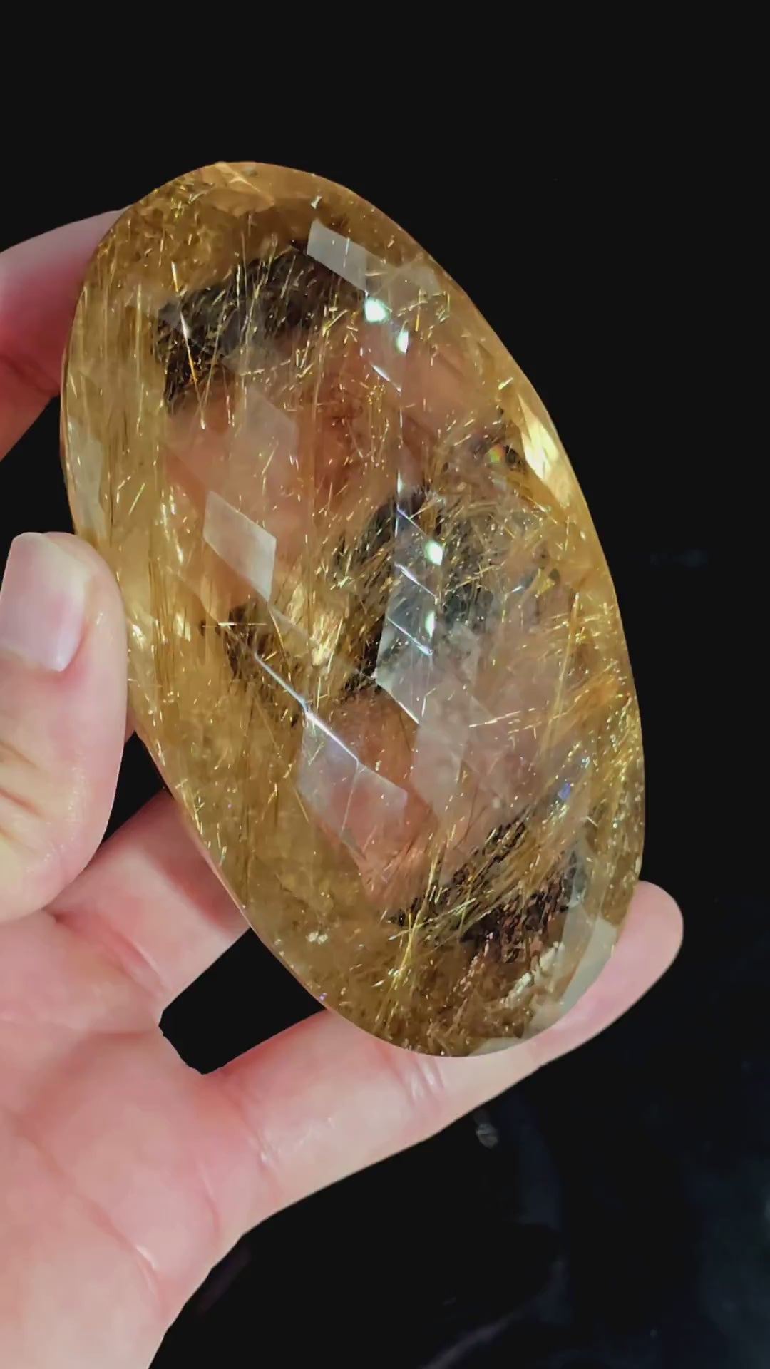 100% Natural Golden Rutile Quartz Oval Shape Faceted Loose Gemstone For Making Jewelry 1413 Ct. 97X58X38 mm Y-8701