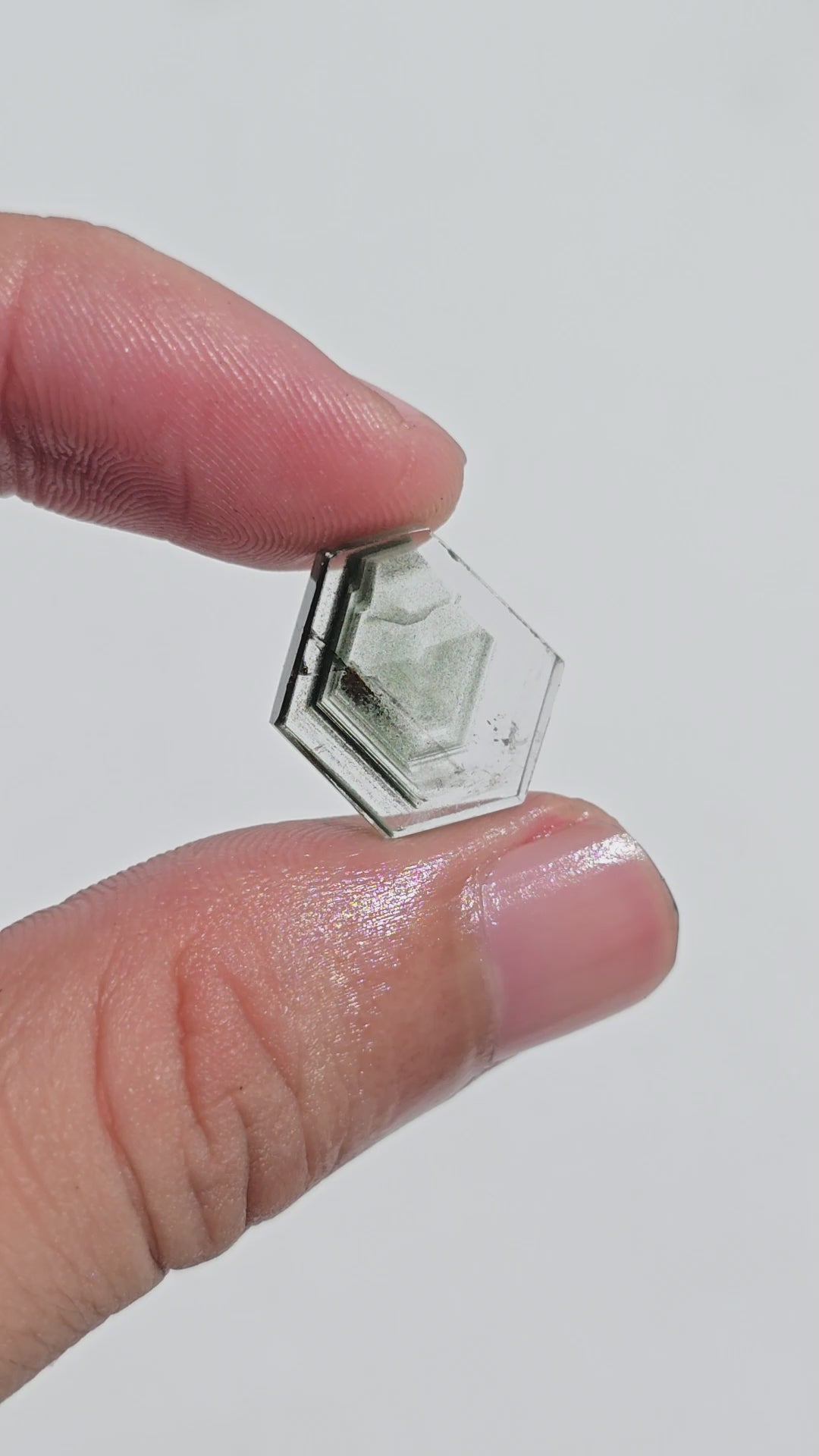 Green Phantom Quartz Fancy Shape Slice Loose Gemstone For Making Jewelry 7.5 Ct. 15X13X3 mm Y-9366