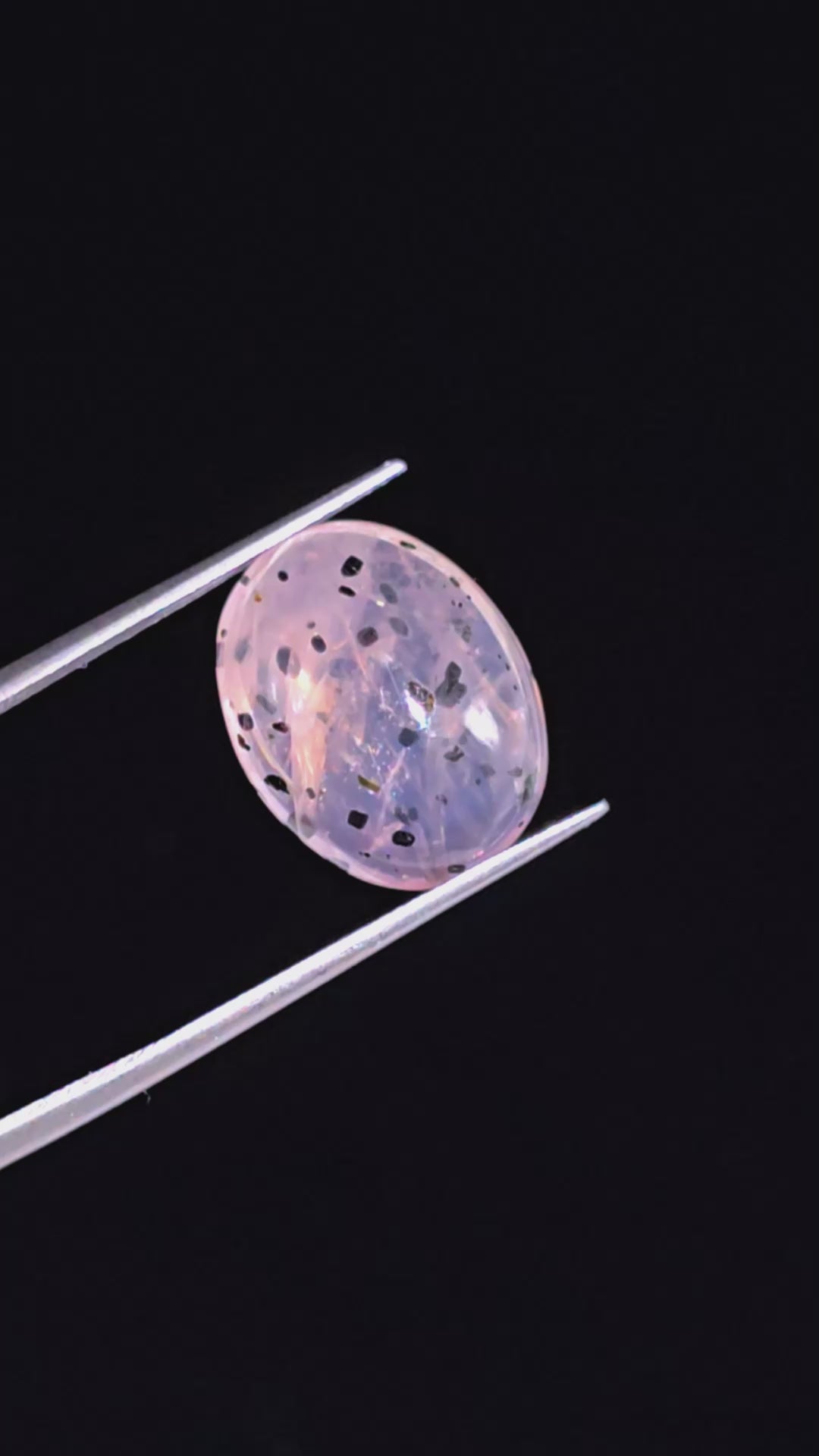 Rose Quartz With Hematite Oval Shape Cabochon For Making Jewelry 10.5 Ct. 16X13X6 mm Y-9857