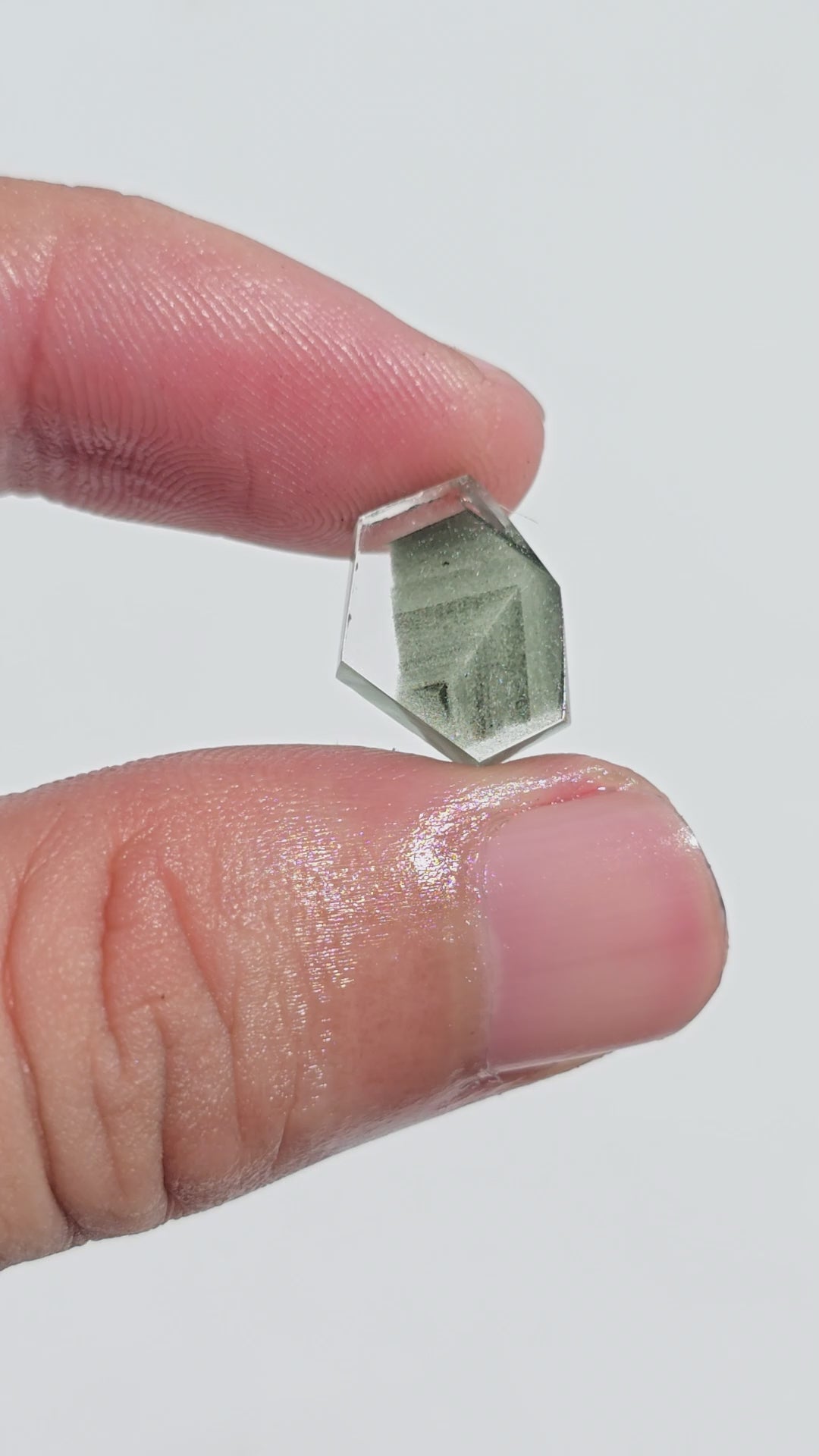 Green Phantom Quartz Fancy Shape Slice Loose Gemstone For Making Jewelry 4.5 Ct. 12X10X3 mm Y-9363