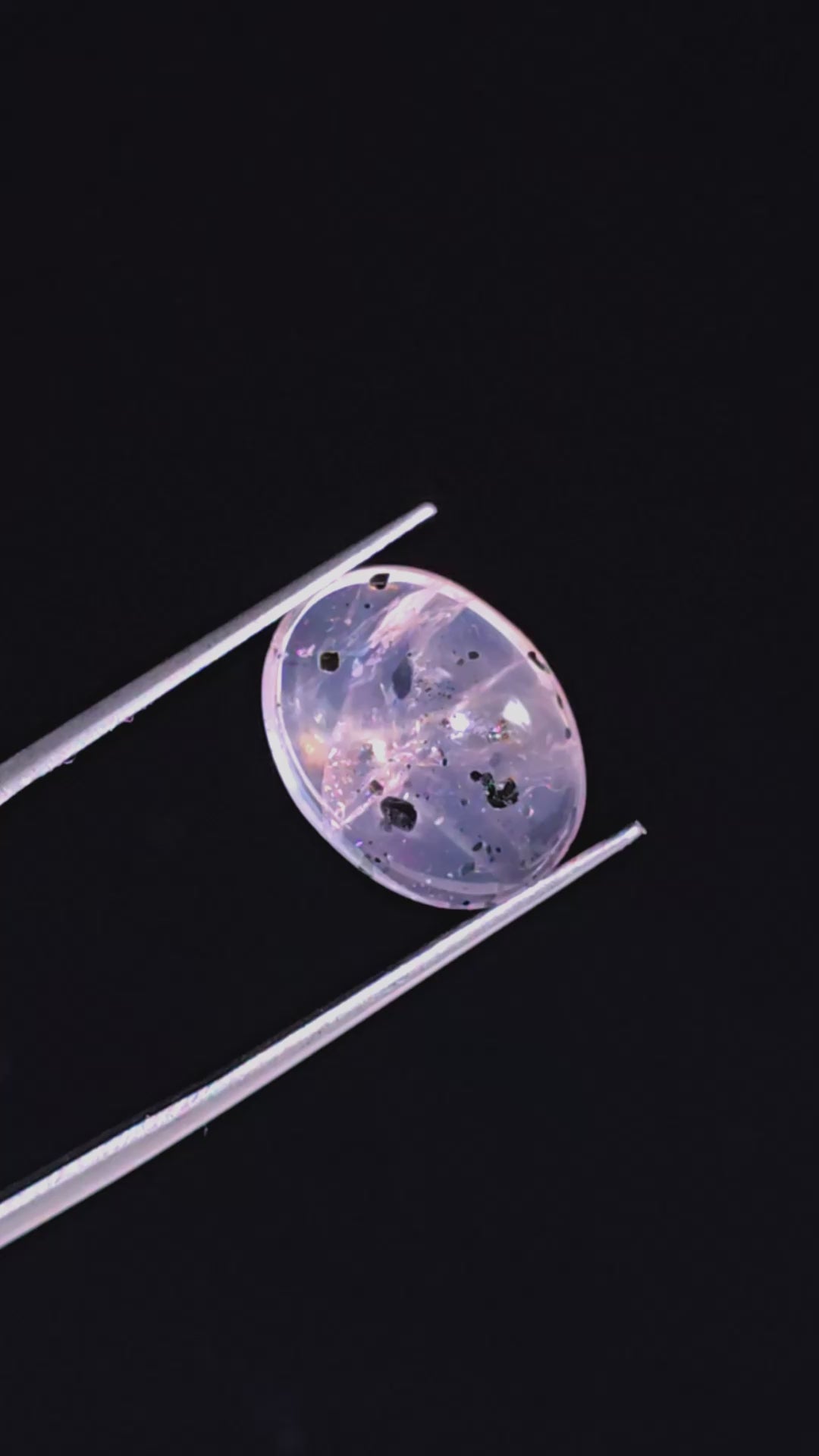 Rose Quartz With Hematite Oval Shape CabochonFor Making Jewelry 8.5 Ct. 16X12X5 mm Y-9854