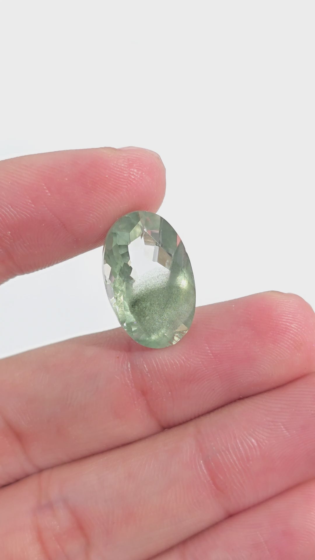 Green Phantom Quartz Oval Shape Faceted Loose Gemstone For Making Jewelry 10.5 Ct. 18X12X8 mm Y-9398