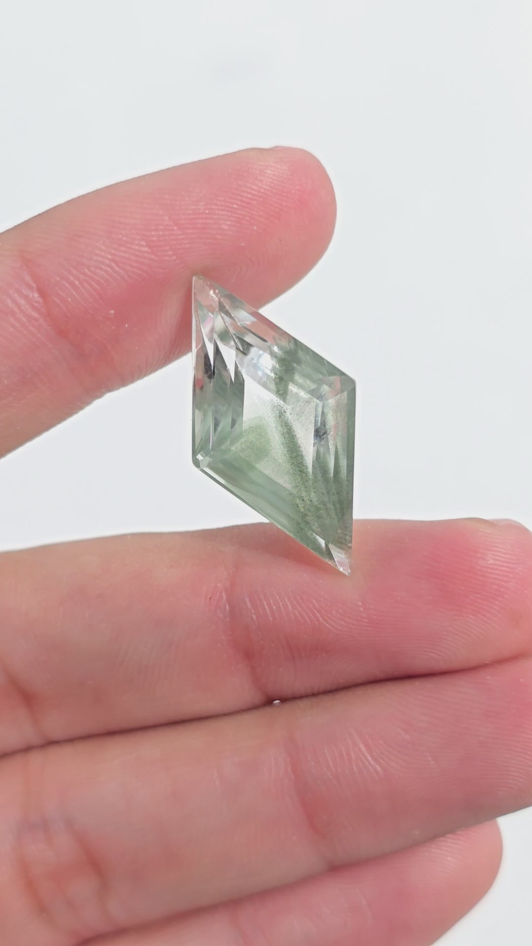 Green Phantom Quartz Flat Diamond Shape Cut Stone Loose Gemstone For Making Jewelry 13.5 Ct. 26X14X9 mm Y-9388