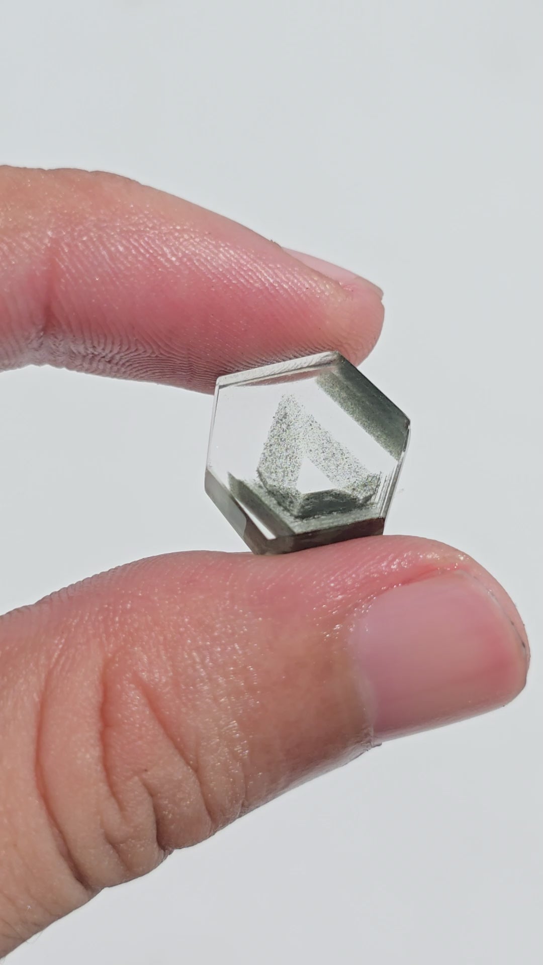 Green Phantom Quartz Fancy Shape Slice Loose Gemstone For Making Jewelry 7.5 Ct. 13X13X3 mm Y-9361