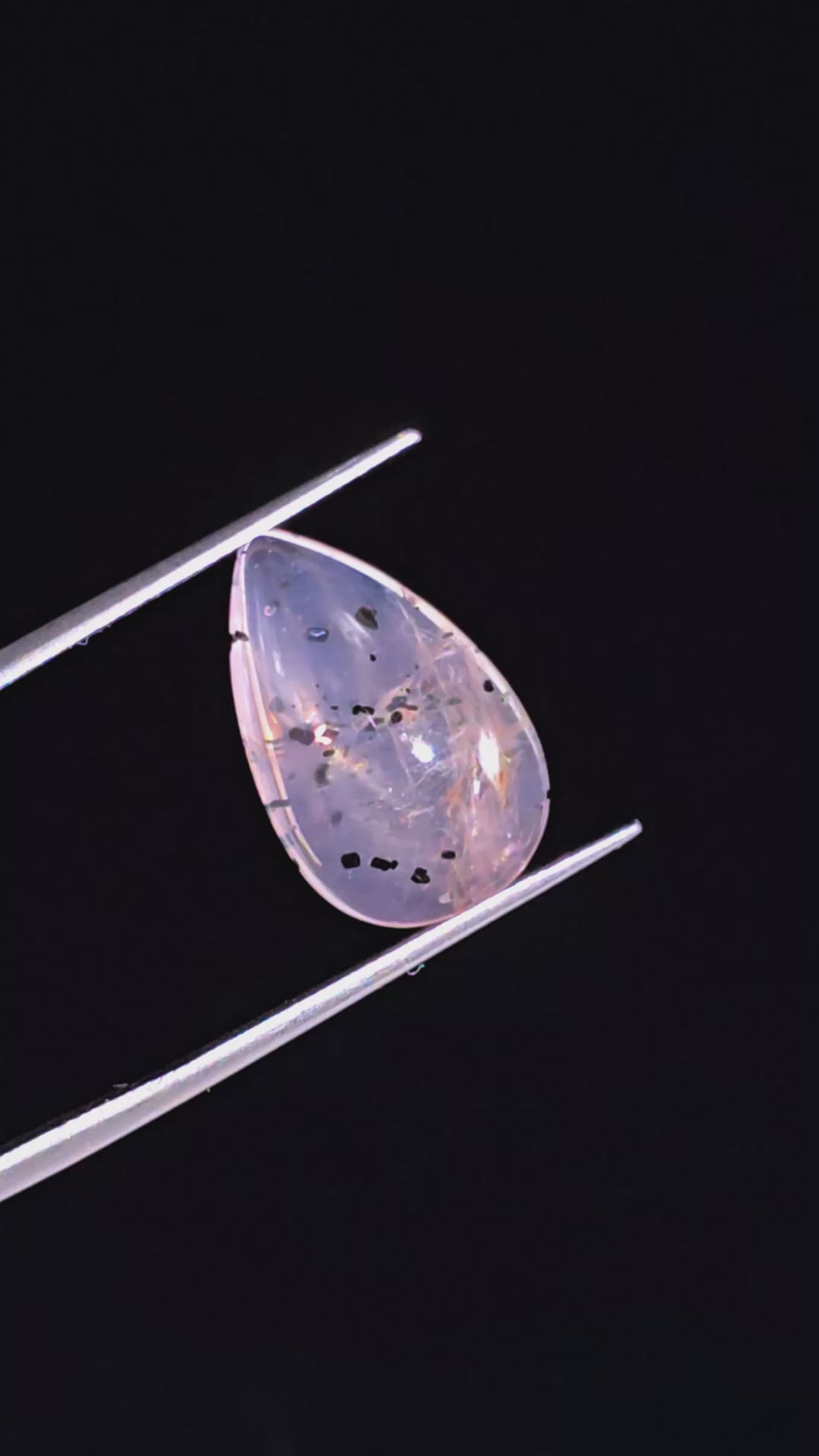 Rose Quartz With Hematite Pear Shape Cabochon For Making Jewelry 7.5 Ct. 18X11X5 mm Y-9848
