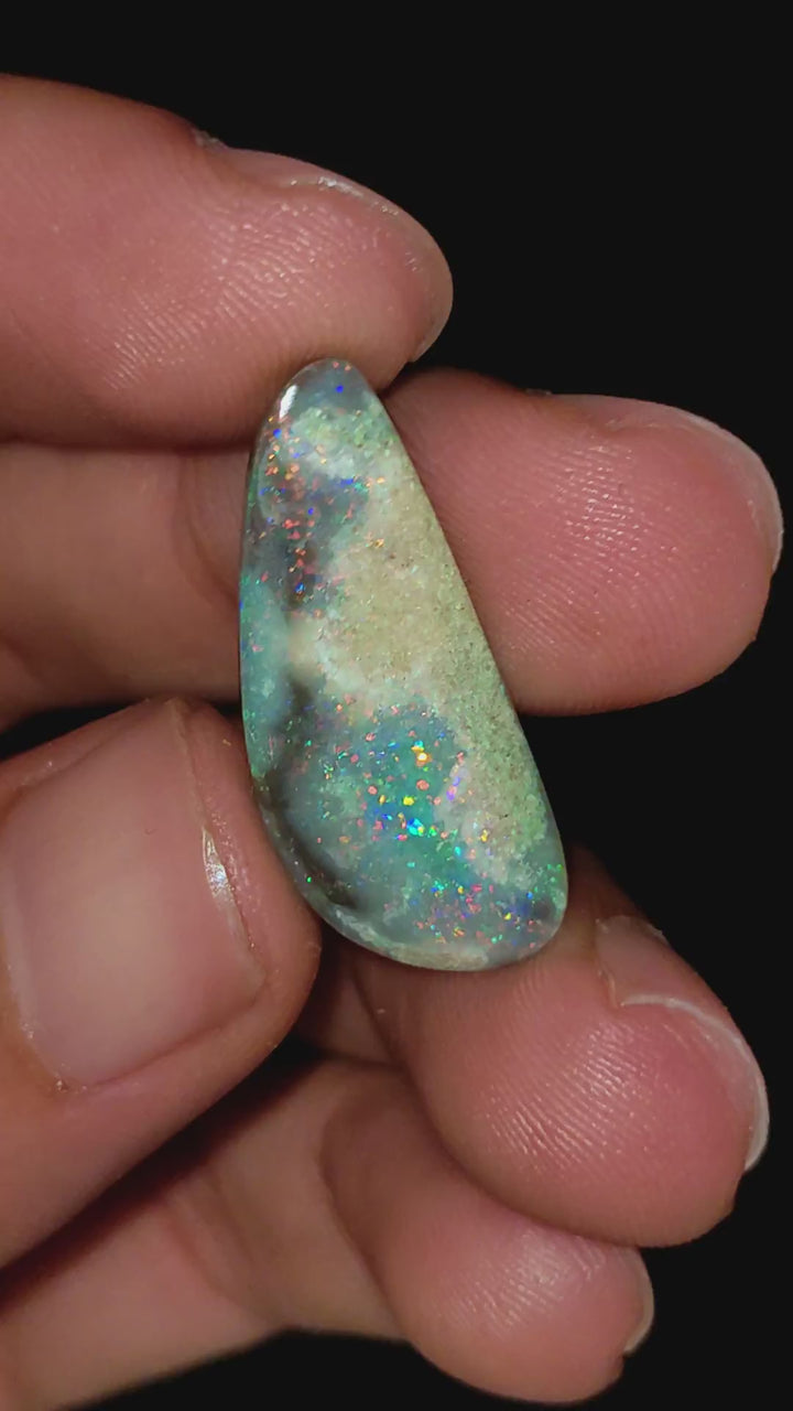Natural Australian Opal Fancy Shape Cabochon Loose Gemstone For Making Jewelry 25X11X3 mm 6 Ct. OP-615